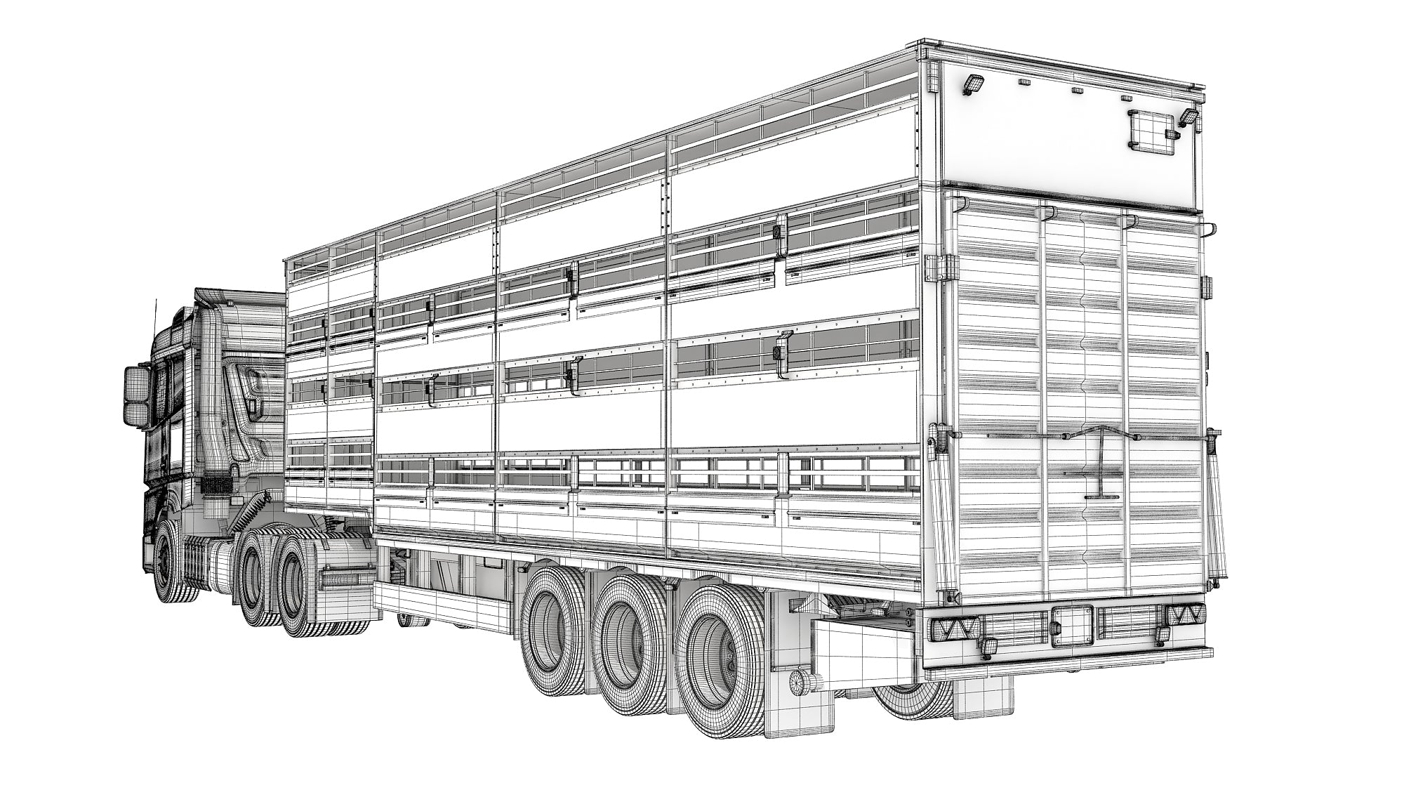 Truck with Animal Transporter Trailer