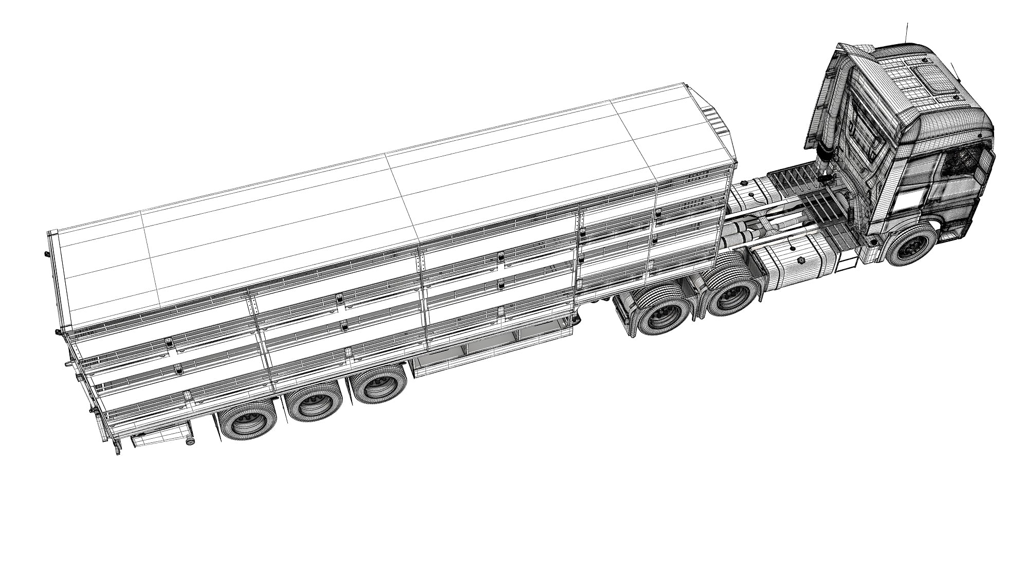 Truck with Animal Transporter Trailer