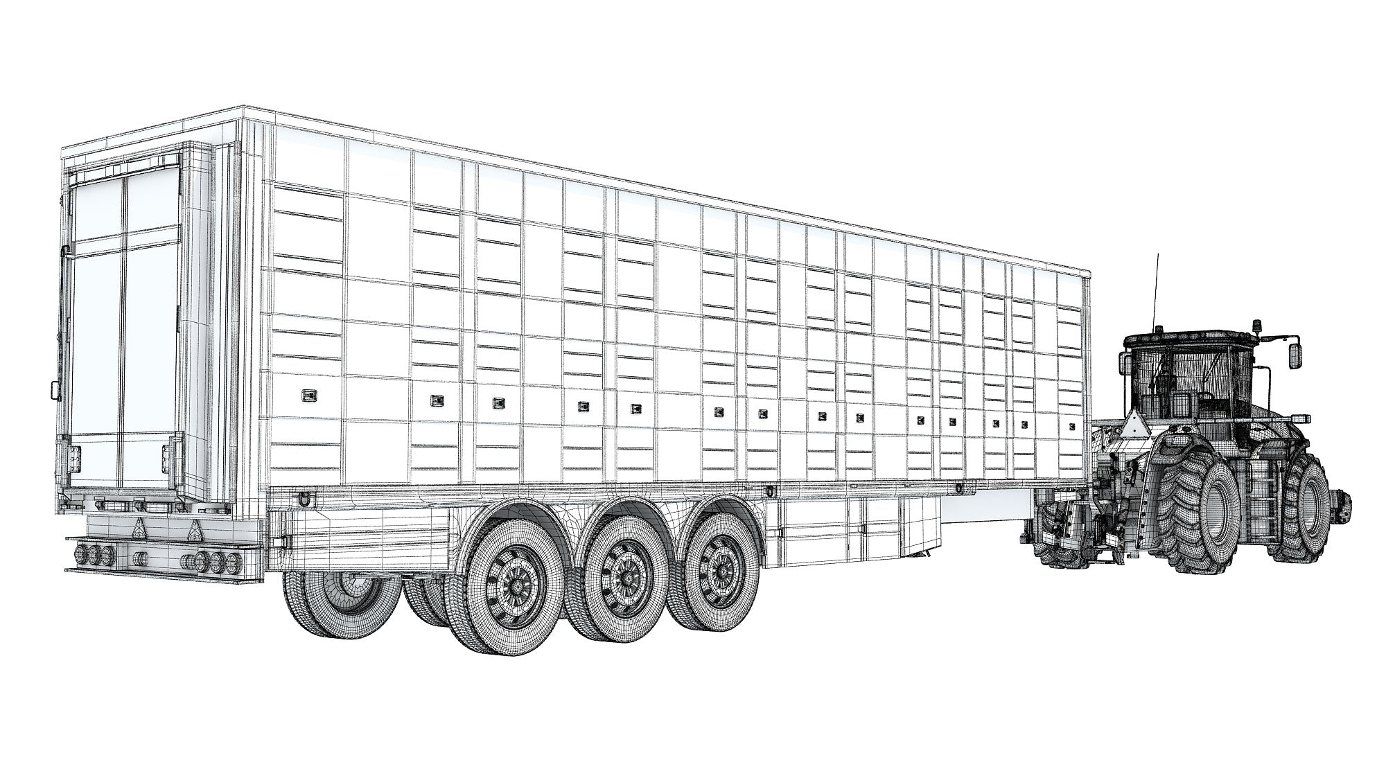 Tractor with Animal Transporter Trailer