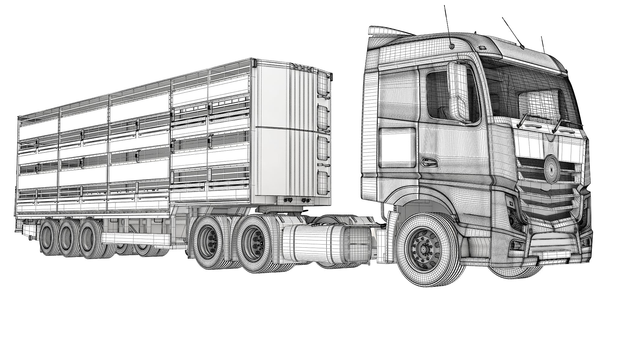 Truck with Animal Transporter Trailer