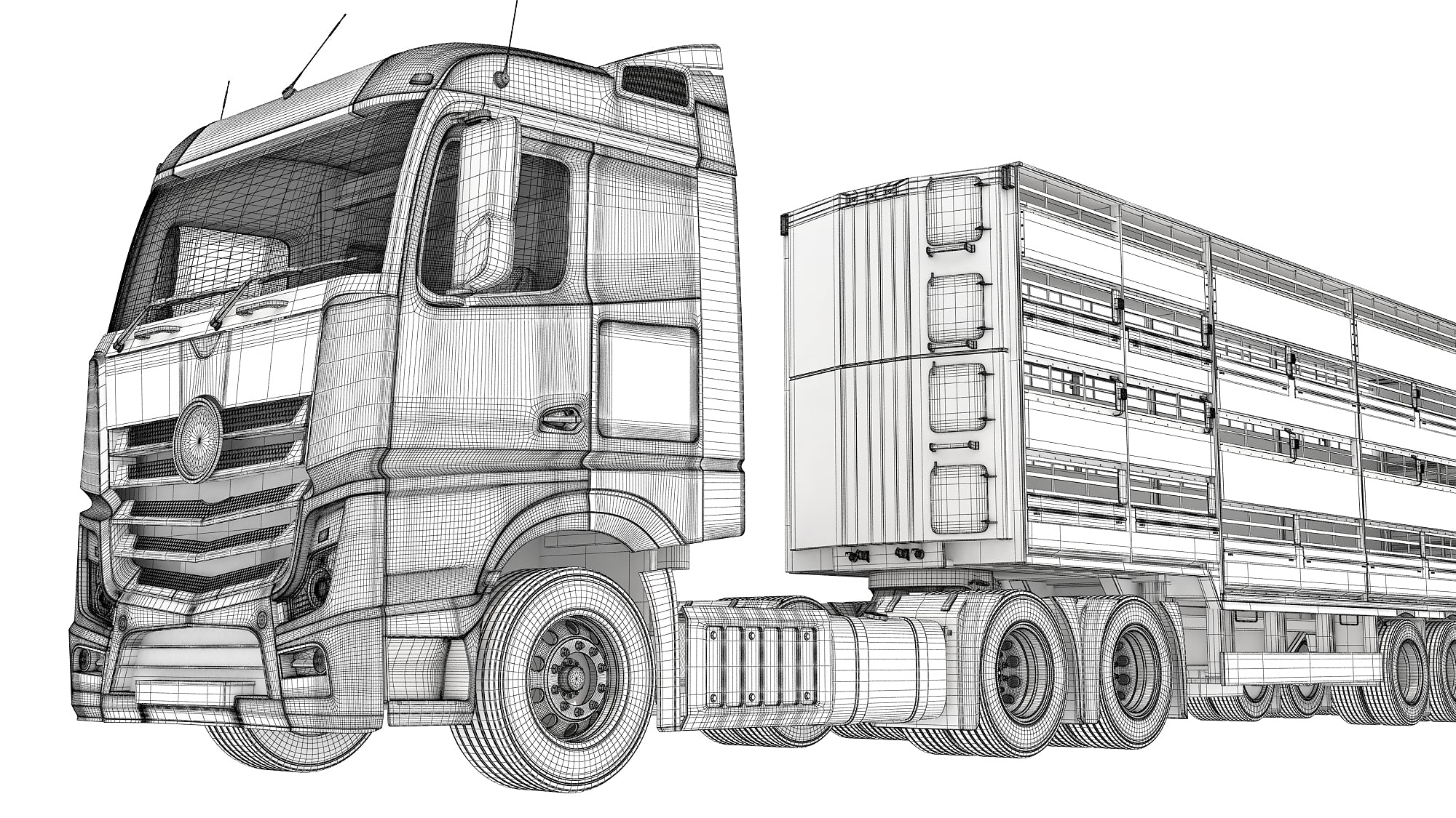 Truck with Animal Transporter Trailer