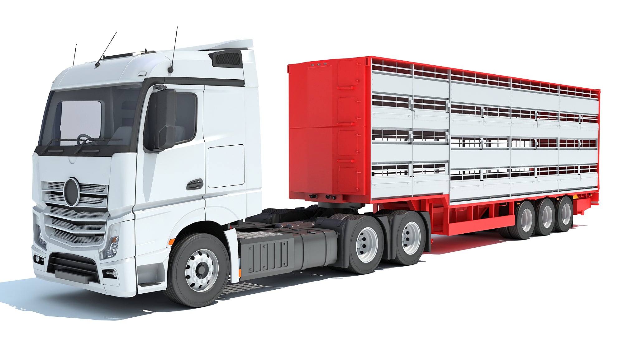 Truck with Animal Transporter Trailer