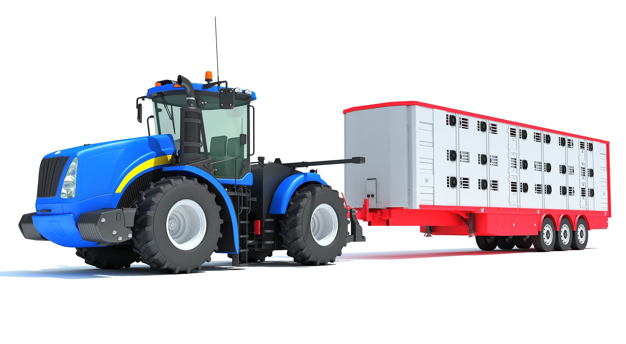 Tractor with Animal Transporter Trailer