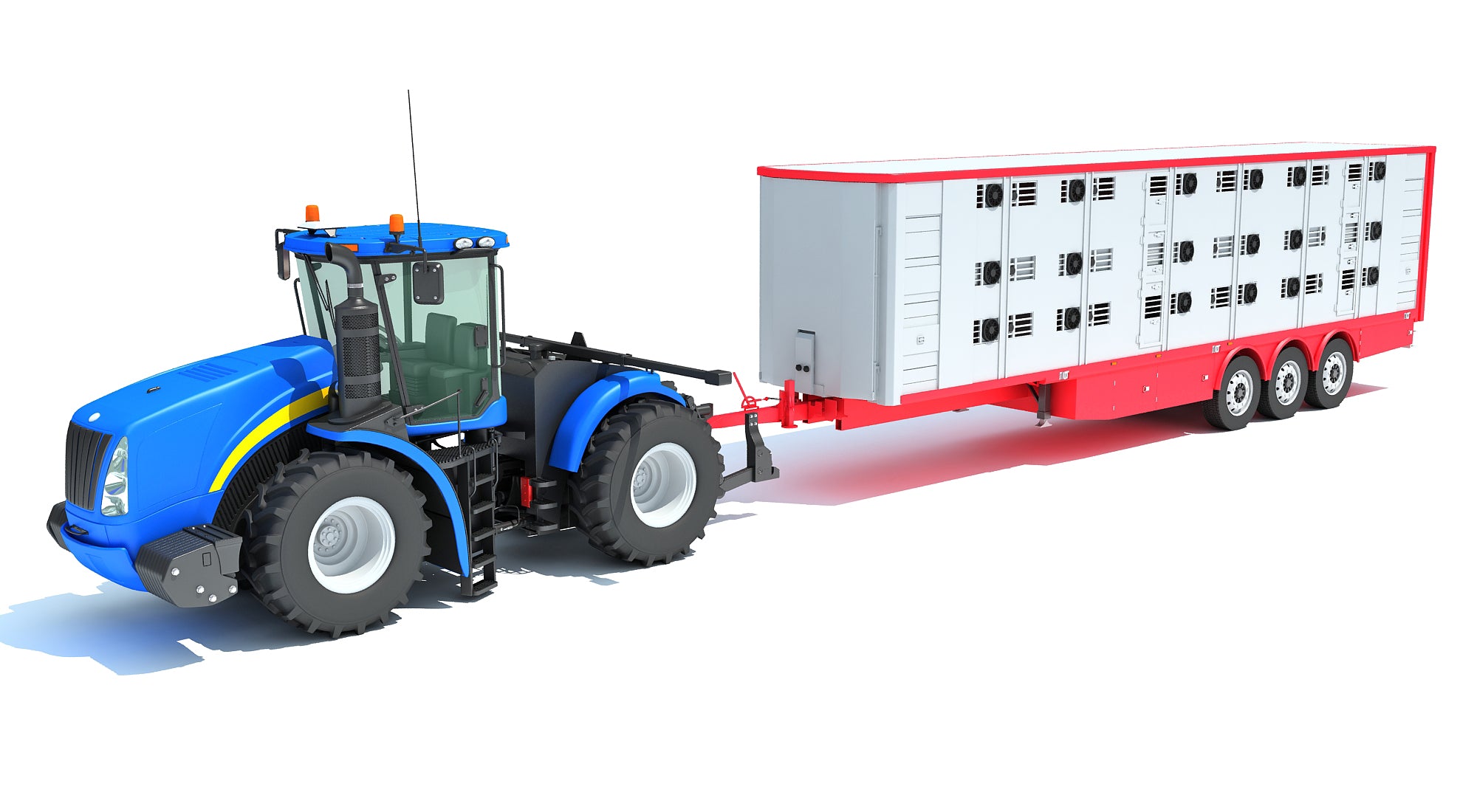 Tractor with Animal Transporter Trailer
