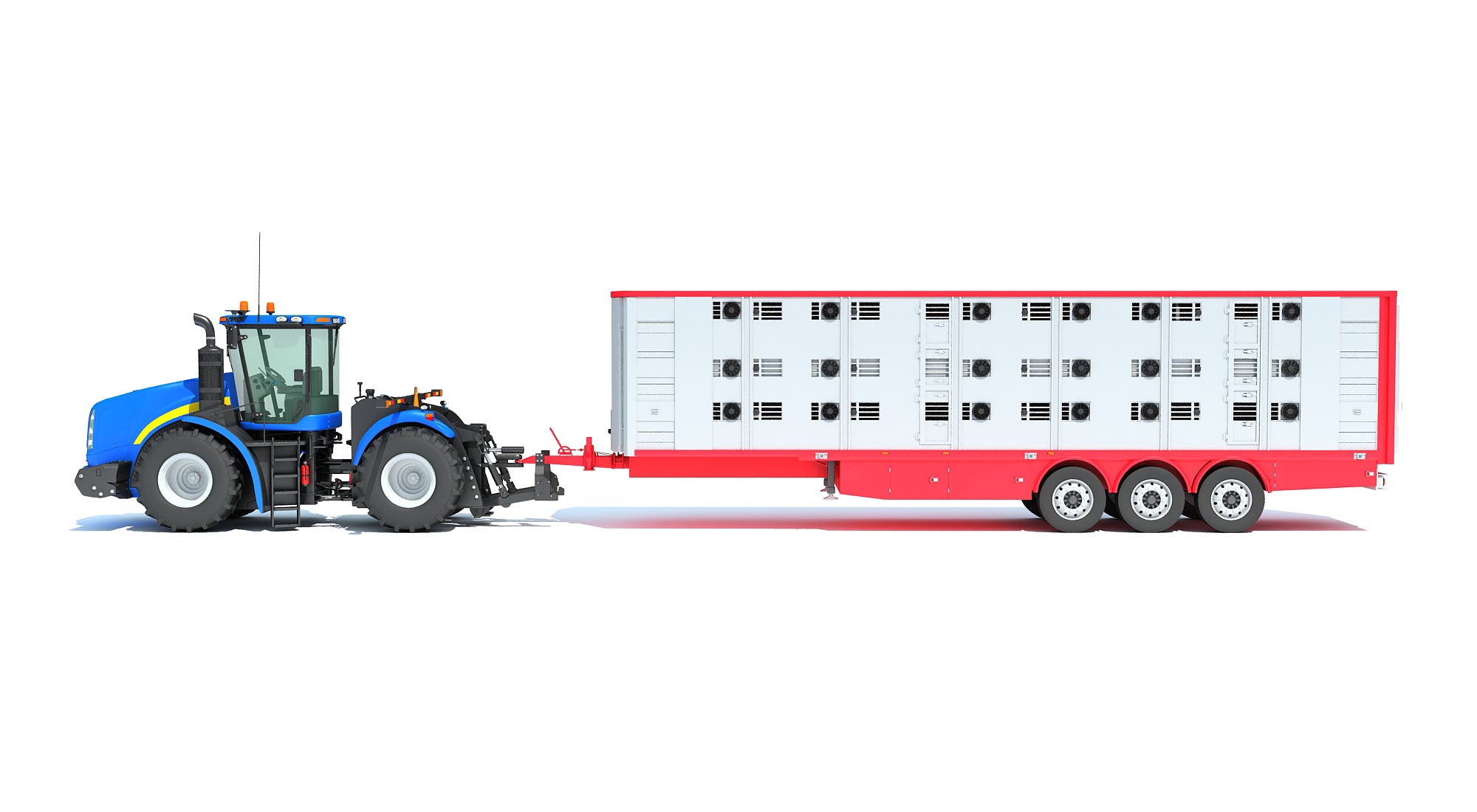 Tractor with Animal Transporter Trailer