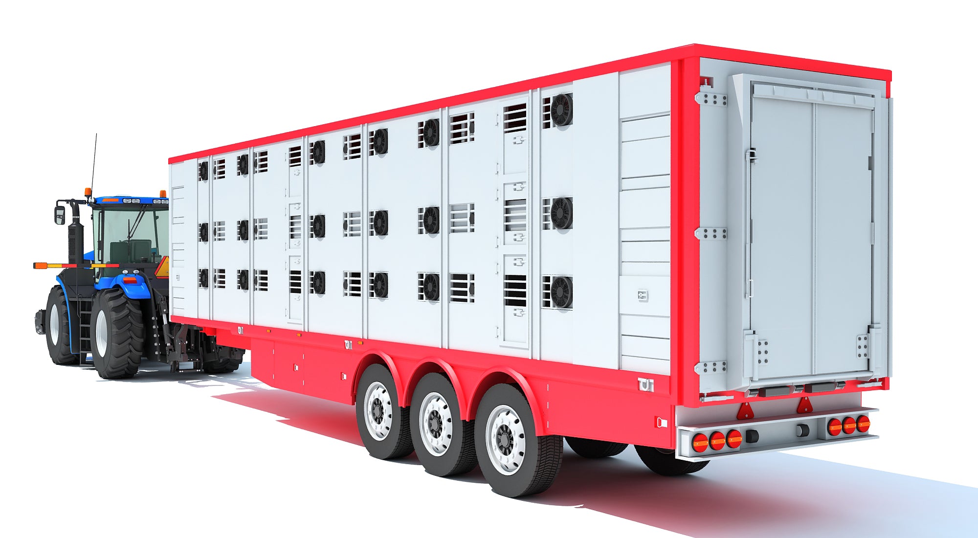Tractor with Animal Transporter Trailer