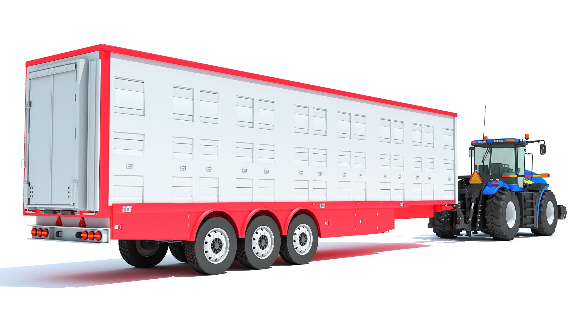Tractor with Animal Transporter Trailer