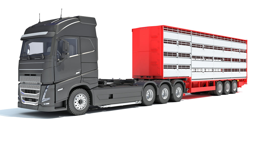 Truck with Cattle Animal Transporter Trailer