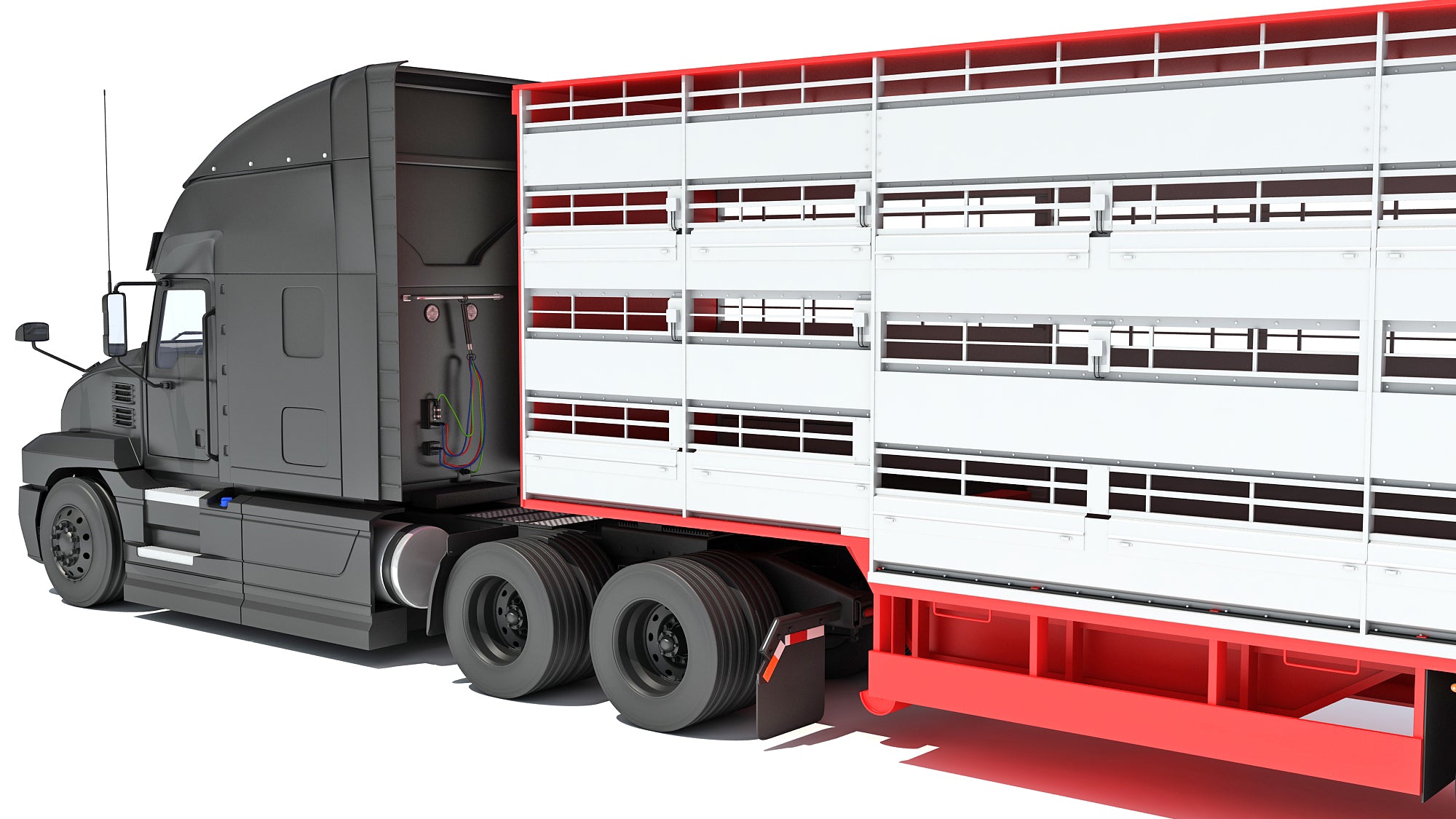 Truck with Cattle Animal Transporter Trailer