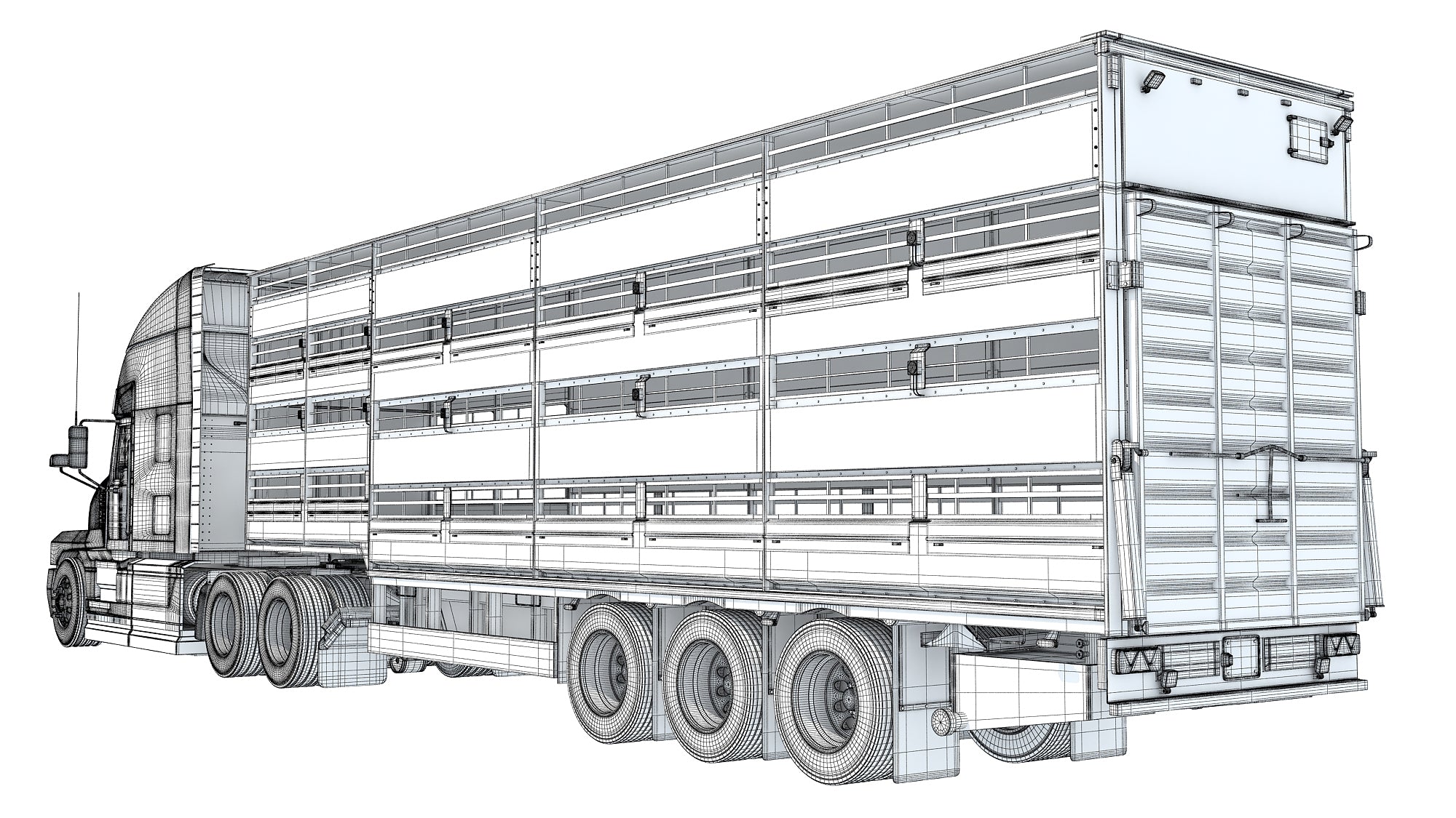 Truck with Cattle Animal Transporter Trailer