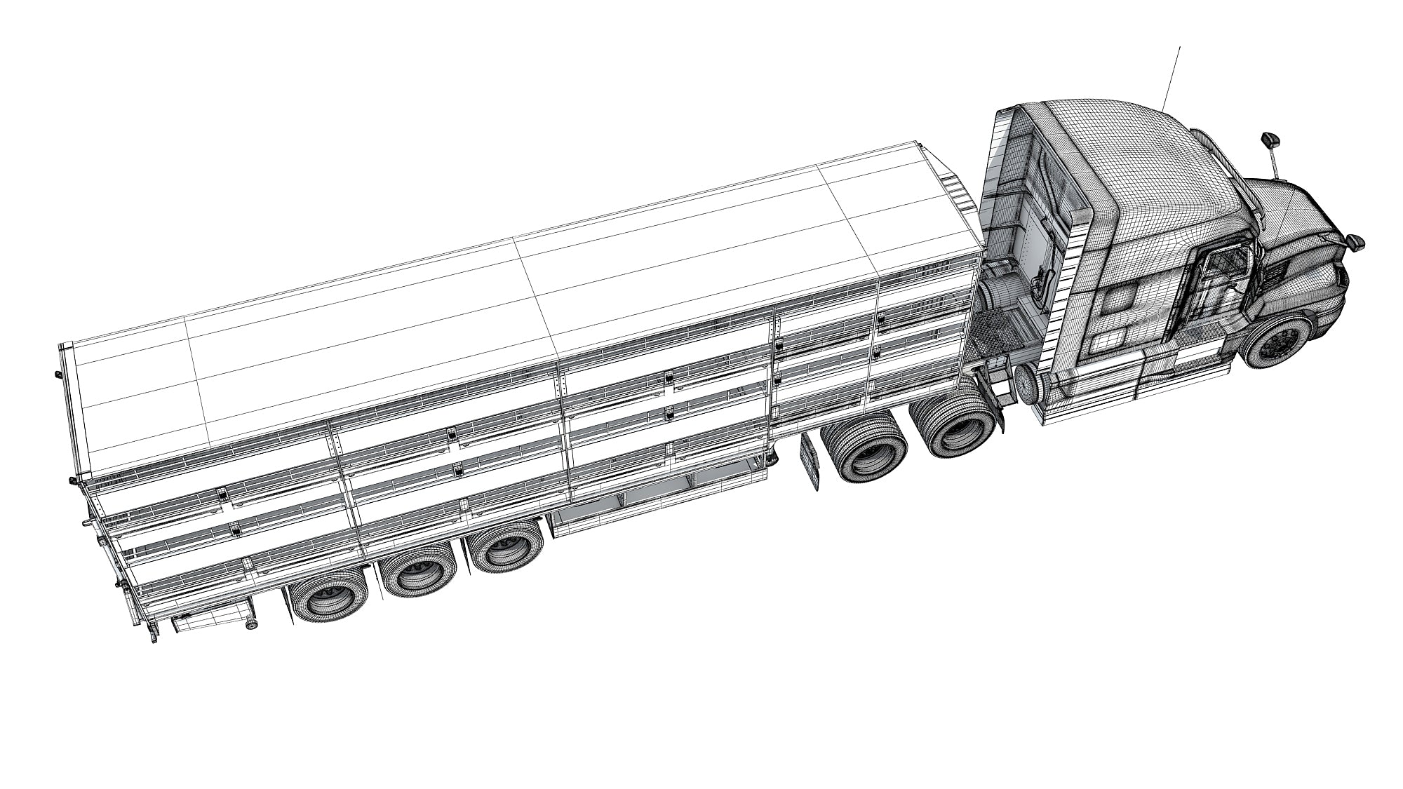 Truck with Cattle Animal Transporter Trailer
