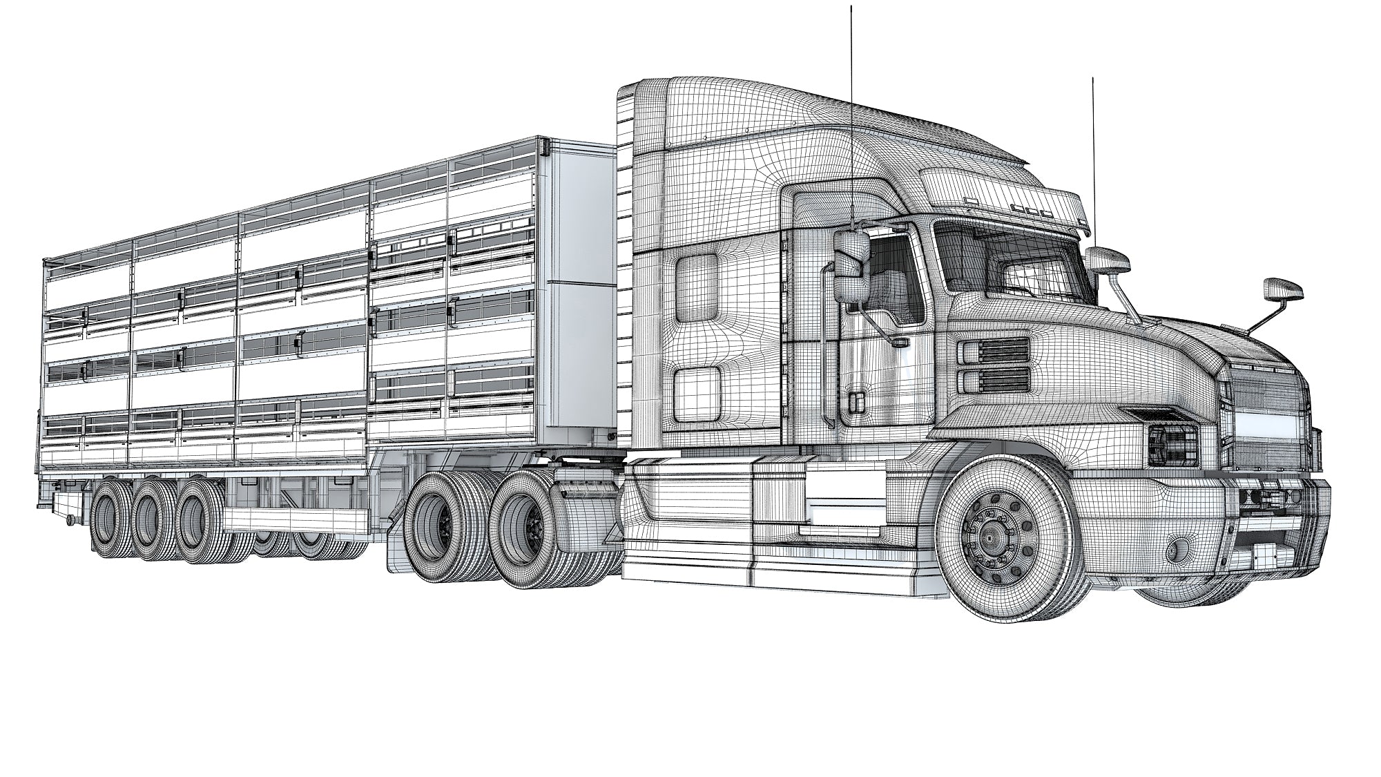 Truck with Cattle Animal Transporter Trailer