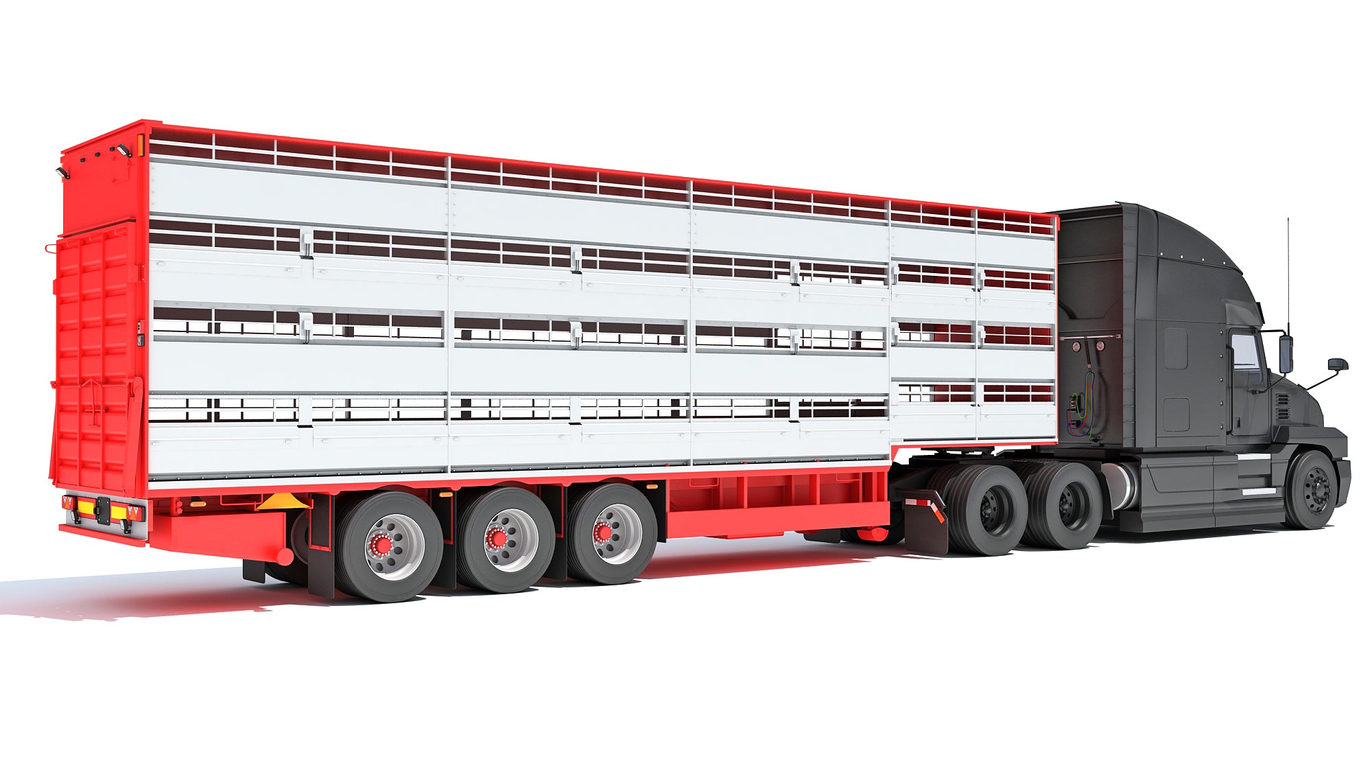 Truck with Cattle Animal Transporter Trailer