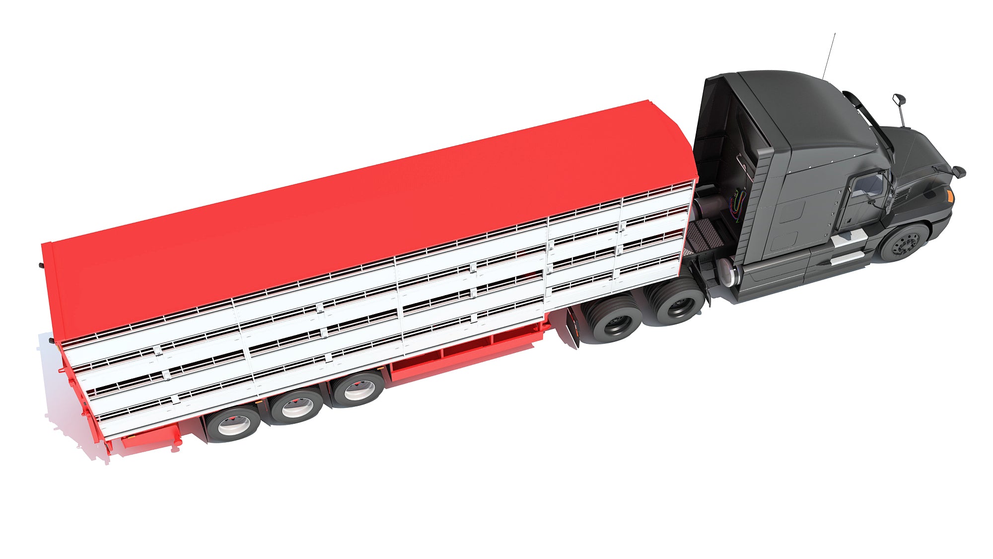 Truck with Cattle Animal Transporter Trailer