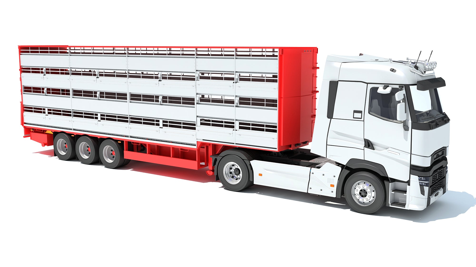 3D Truck with Animal Transporter Trailer