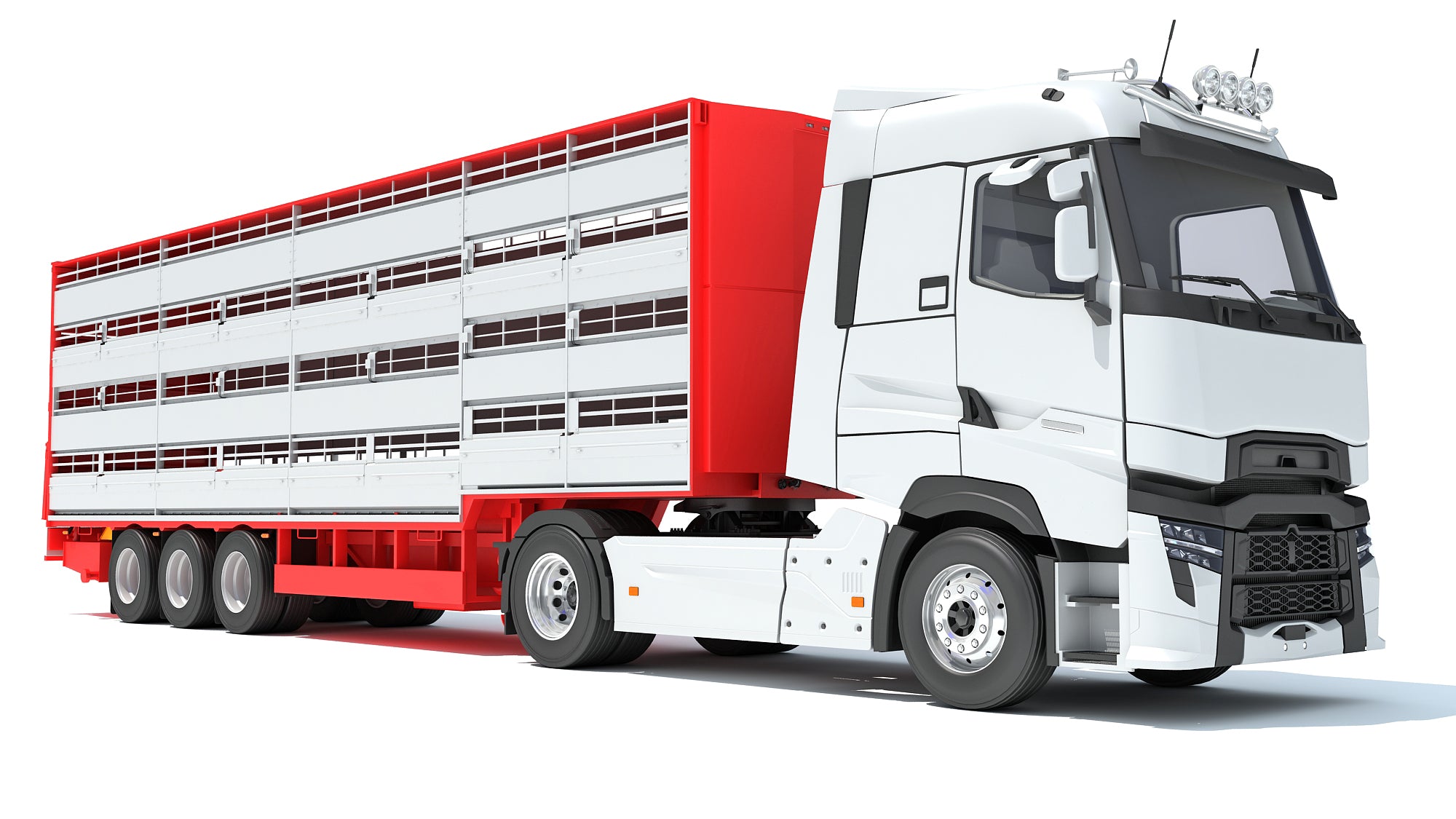 3D Truck with Animal Transporter Trailer