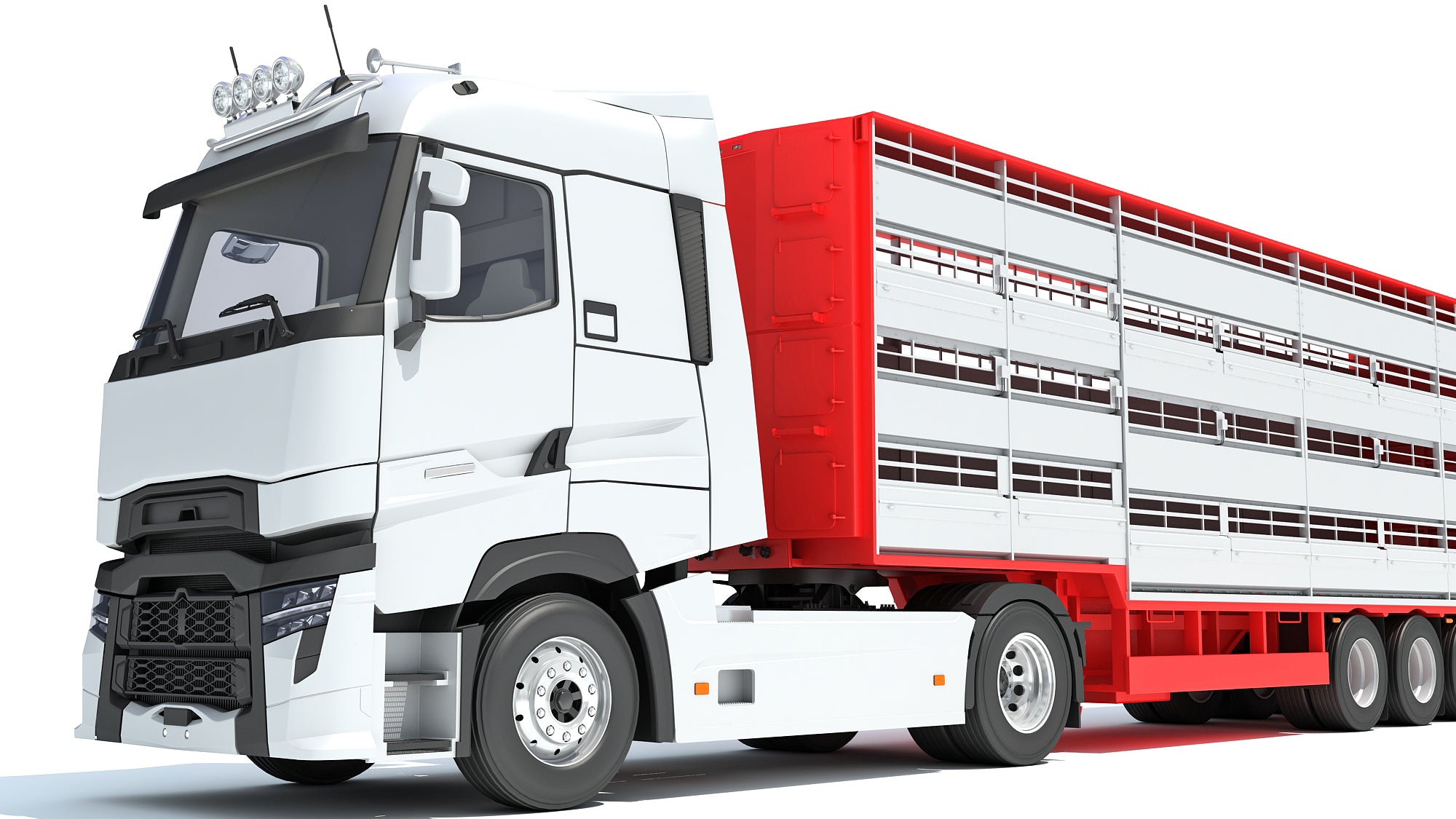 3D Truck with Animal Transporter Trailer