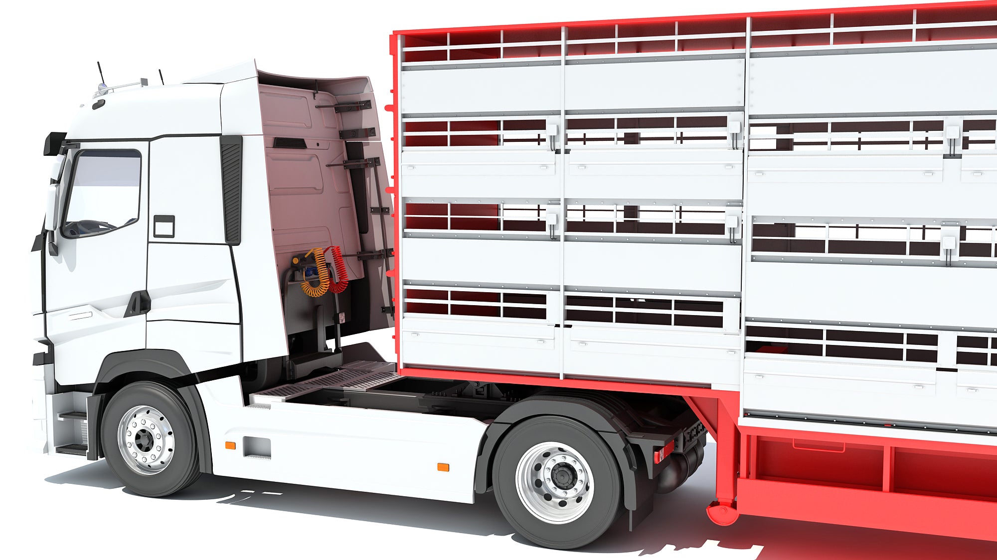 3D Truck with Animal Transporter Trailer