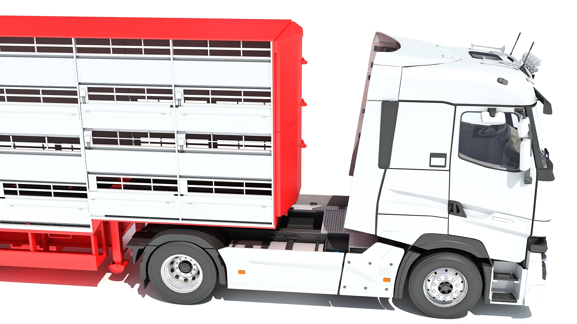 3D Truck with Animal Transporter Trailer