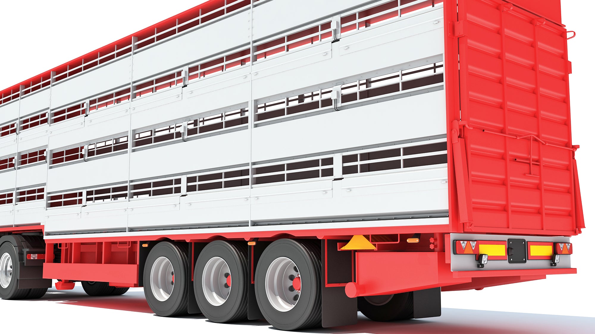3D Truck with Animal Transporter Trailer