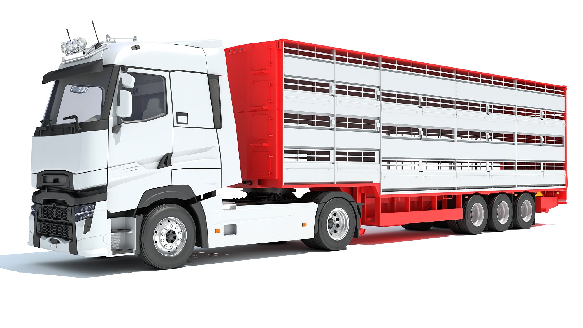 3D Truck with Animal Transporter Trailer