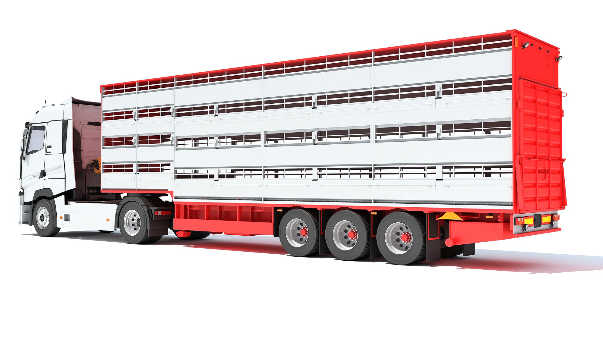 3D Truck with Animal Transporter Trailer