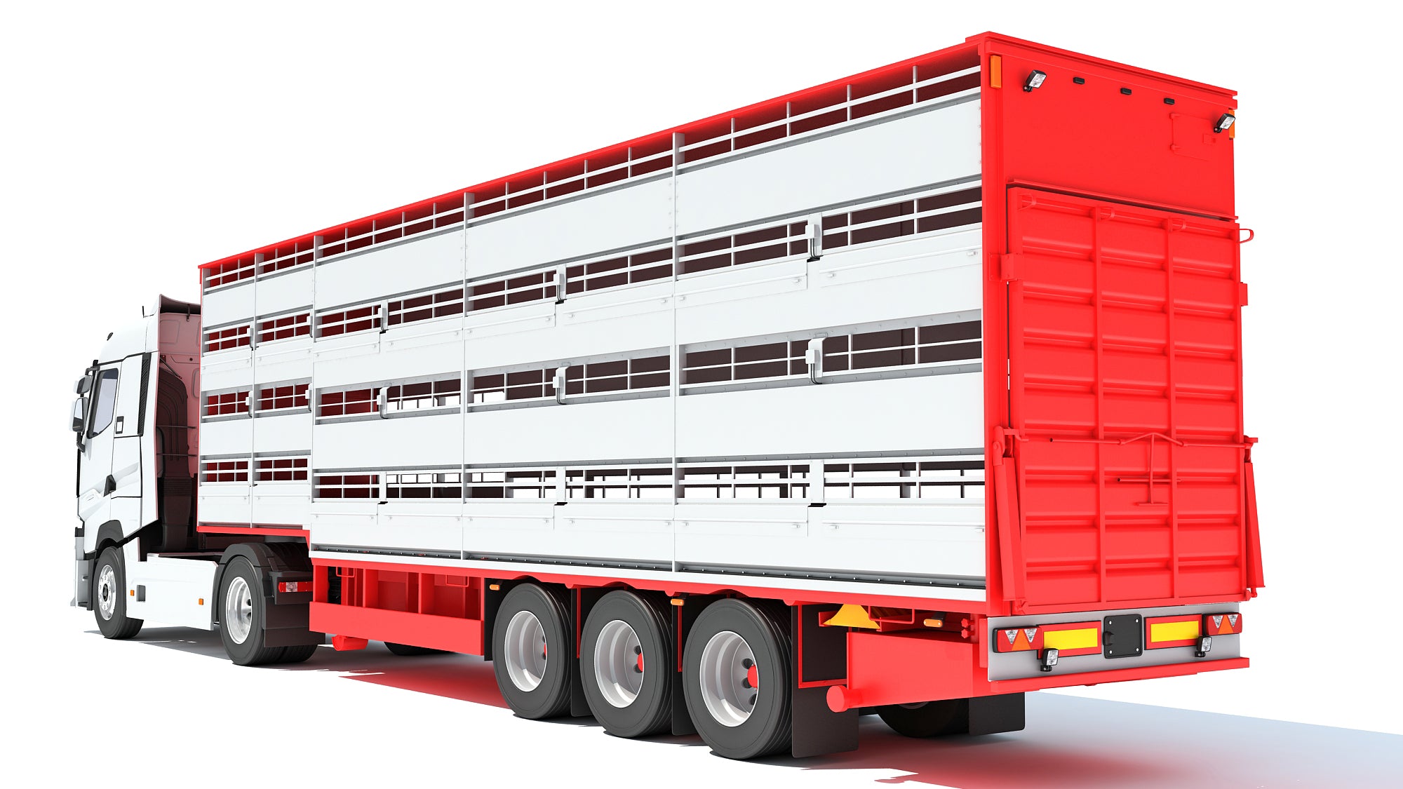 3D Truck with Animal Transporter Trailer