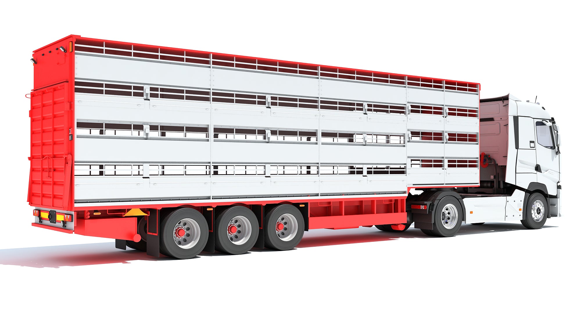 3D Truck with Animal Transporter Trailer