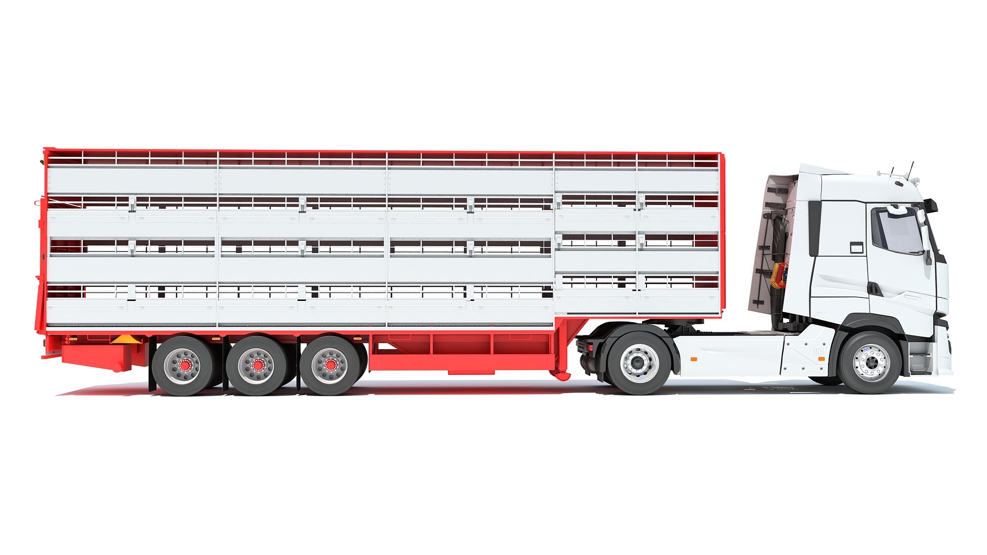 3D Truck with Animal Transporter Trailer