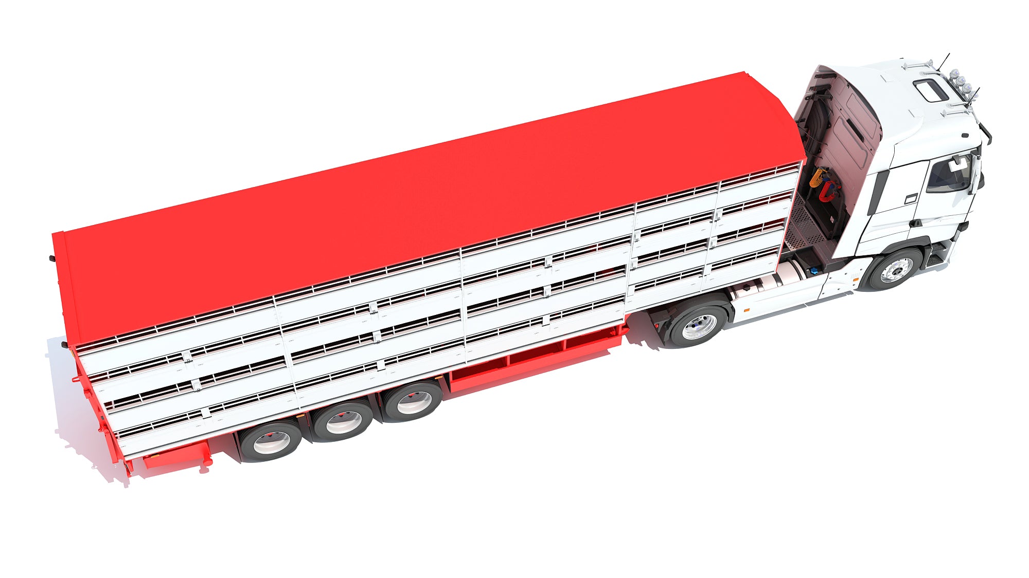 3D Truck with Animal Transporter Trailer