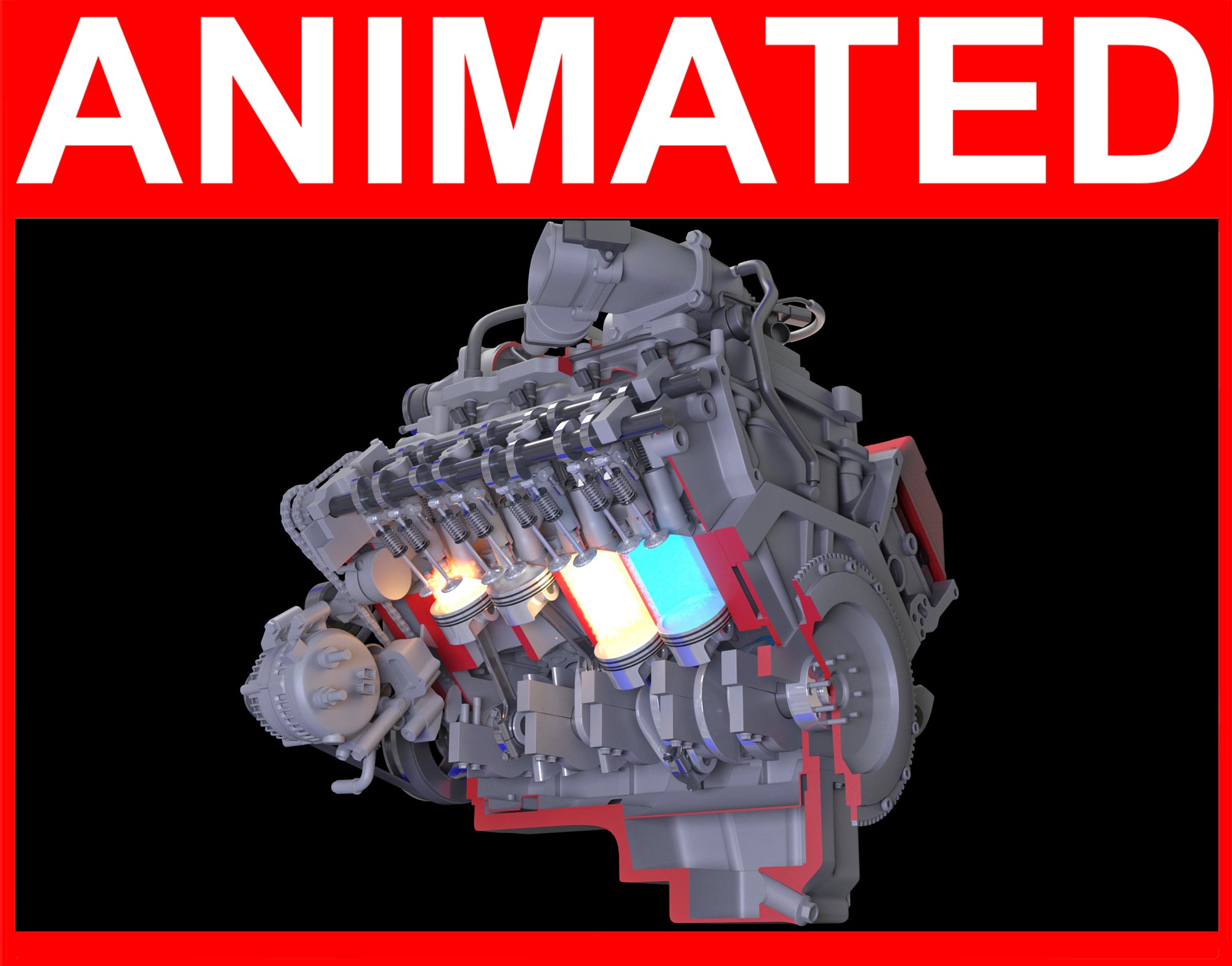 Animated Cutaway V8 Engine Ignition - 3D Models – 3D Horse