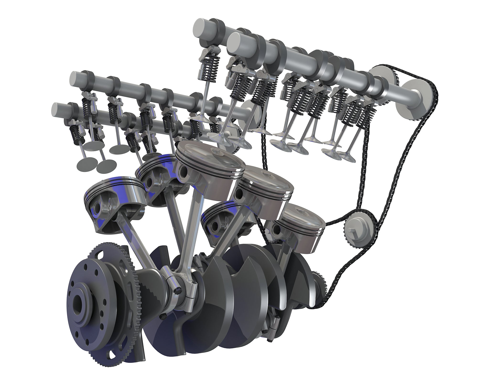 Animated V6 Engine