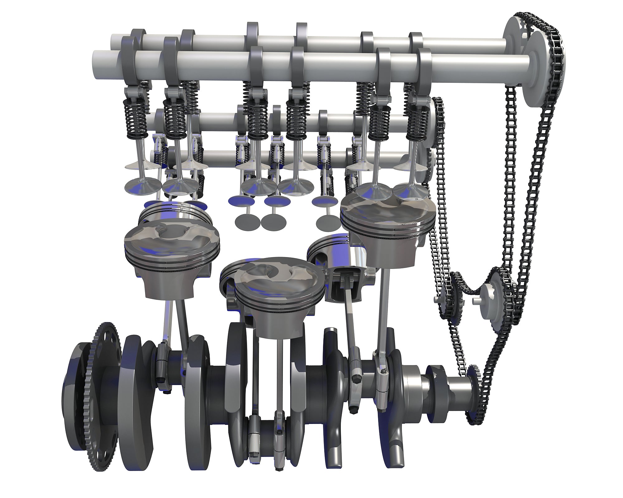 Animated V6 Engine