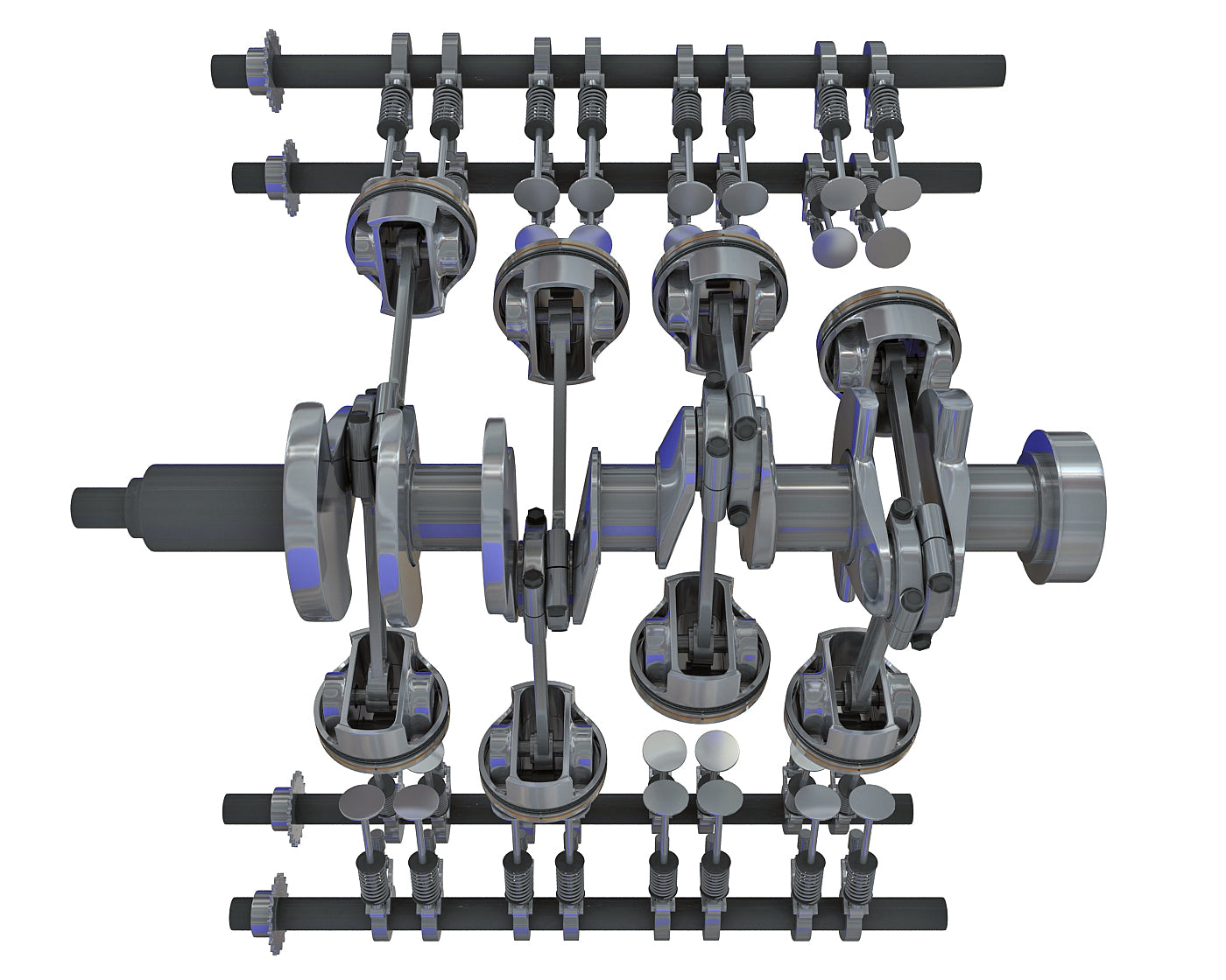 Animated V8 Engine Cylinders