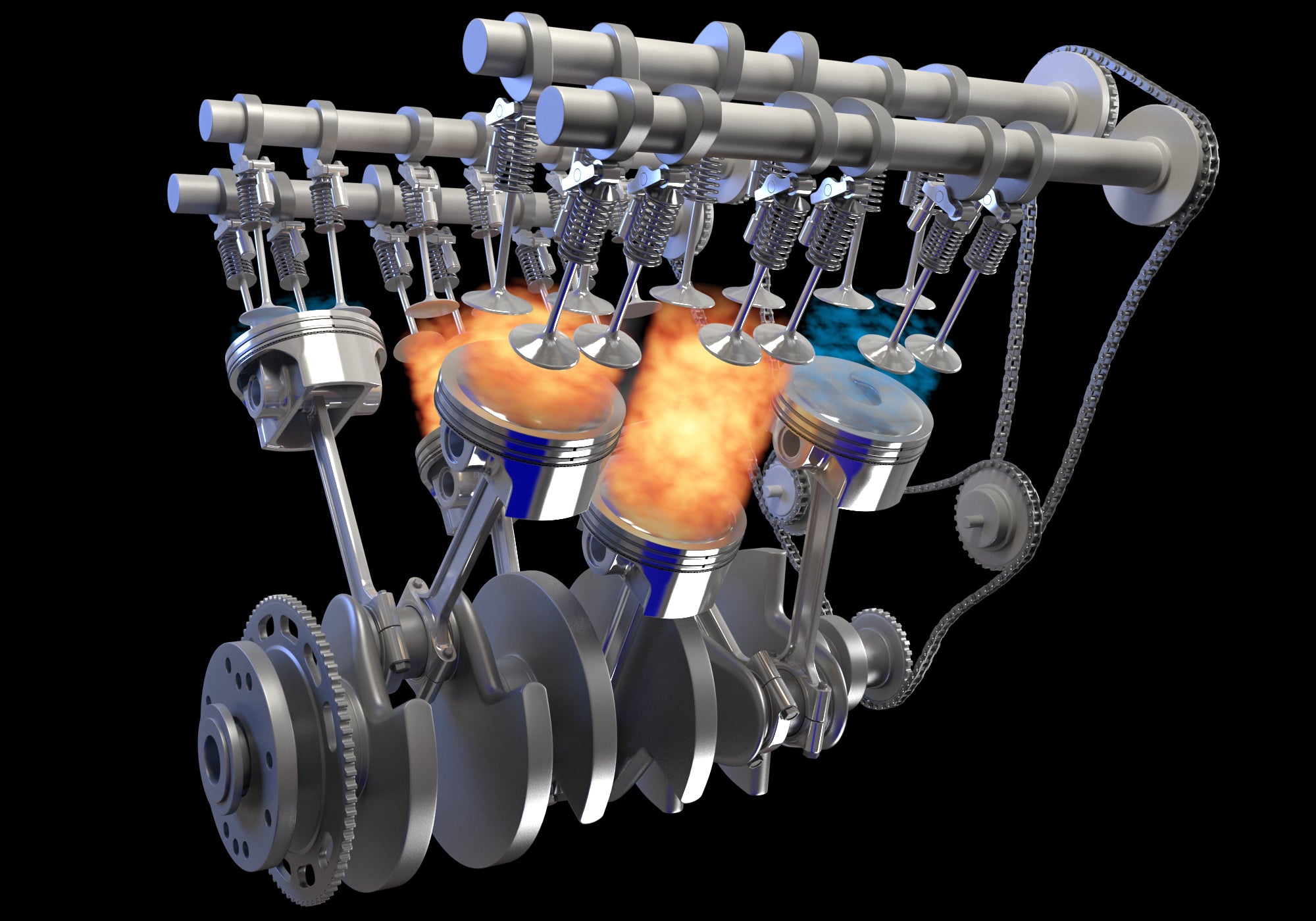 Animated V6 Engine