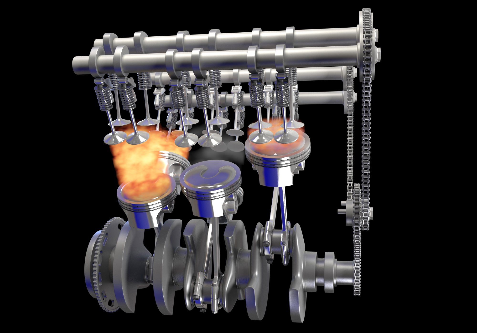 Animated V6 Engine