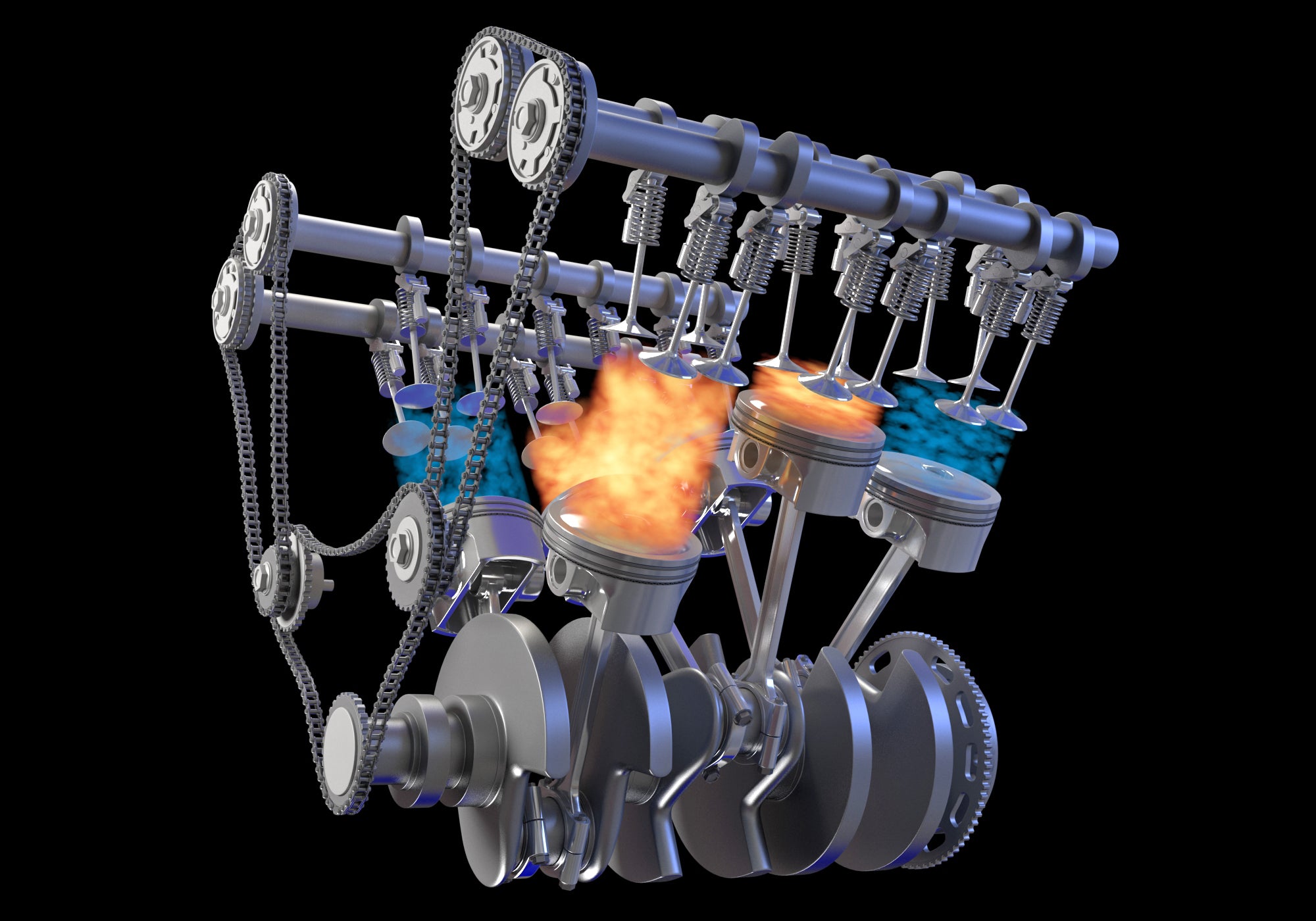 Animated V6 Engine