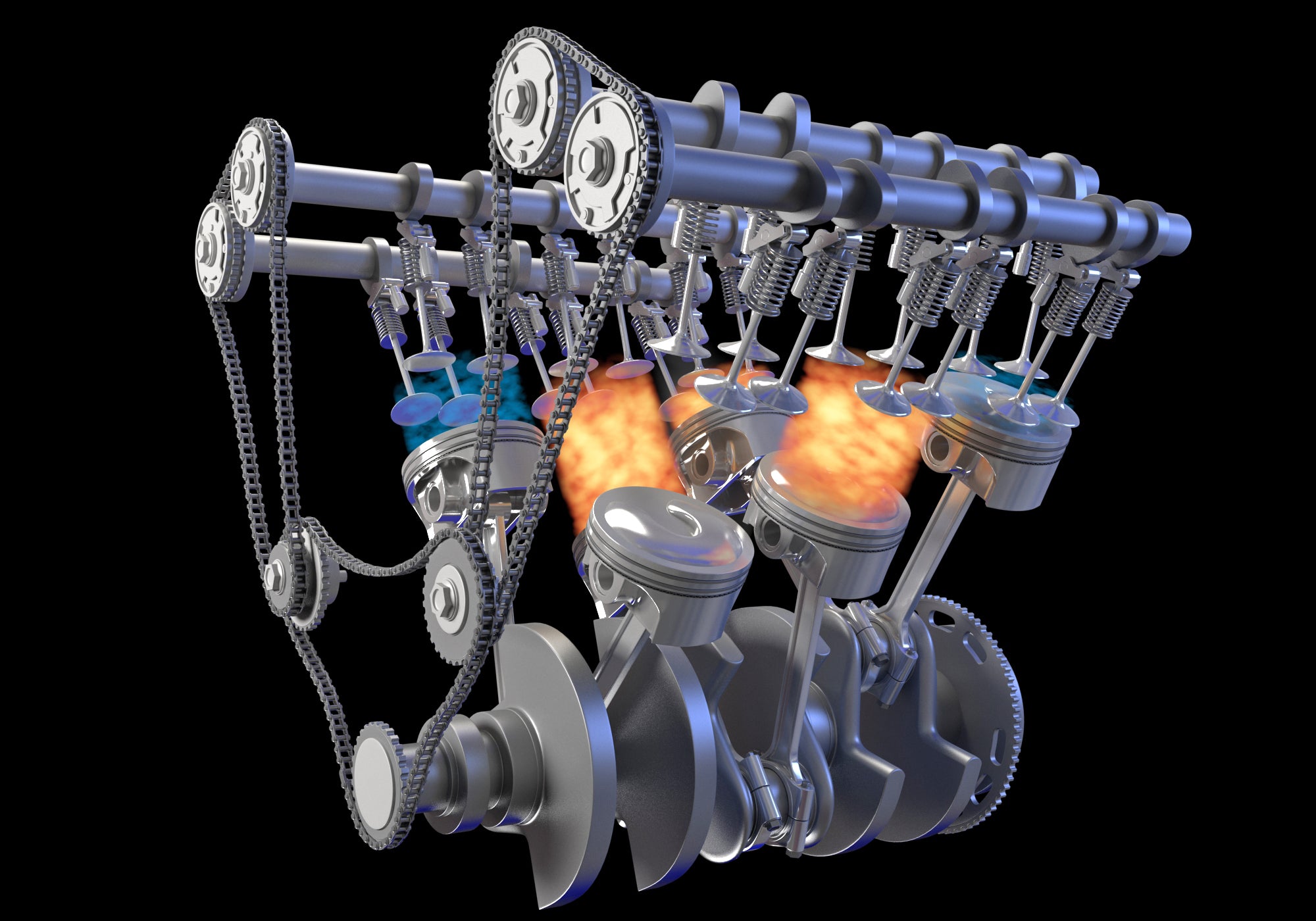 V6 Engine with Gasoline Ignition - 3D Model by 3D Horse