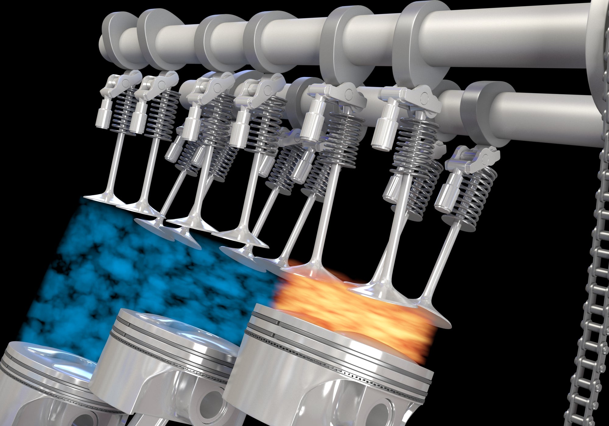 Animated V6 Engine with Ignition