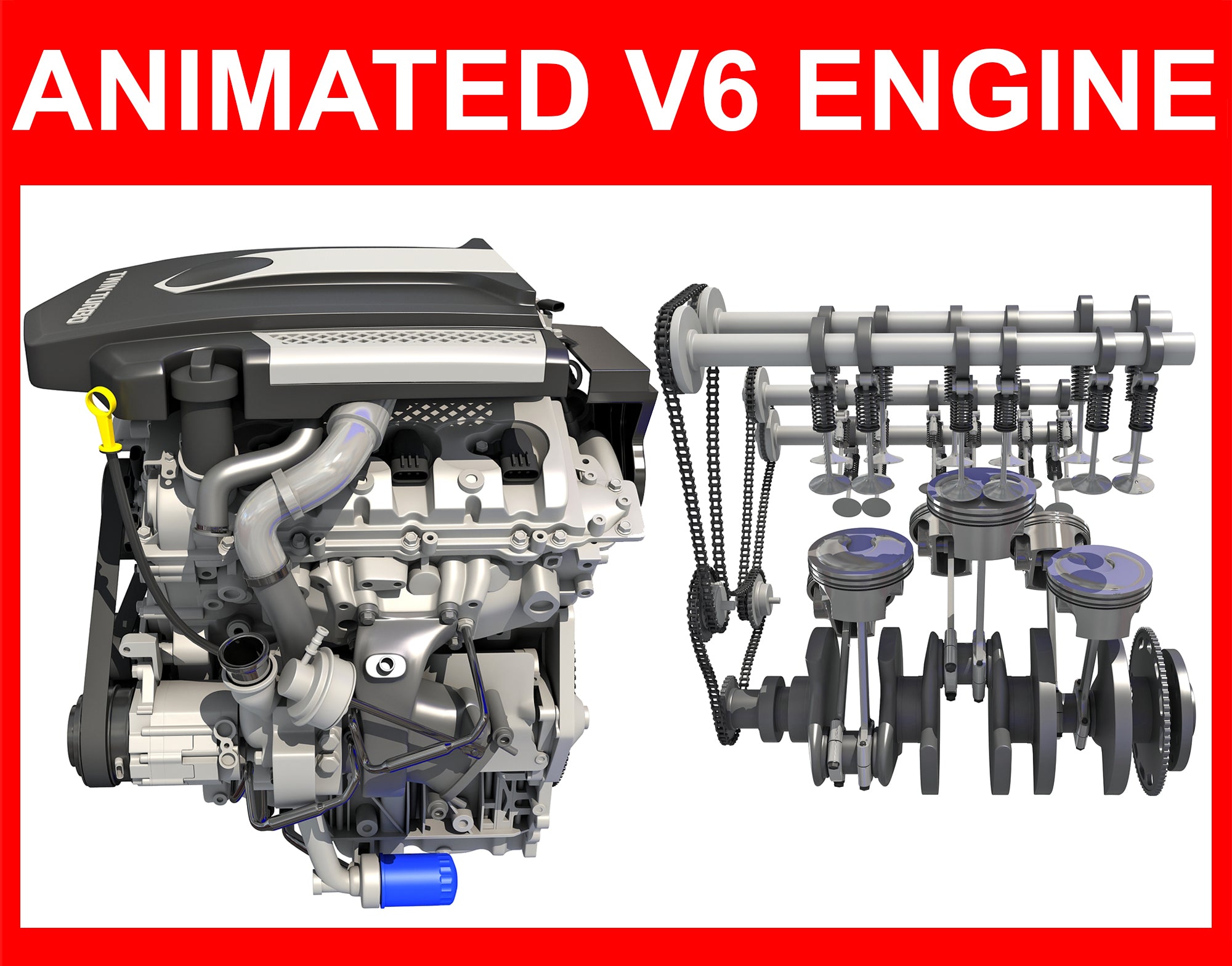 Animated V6 Engine