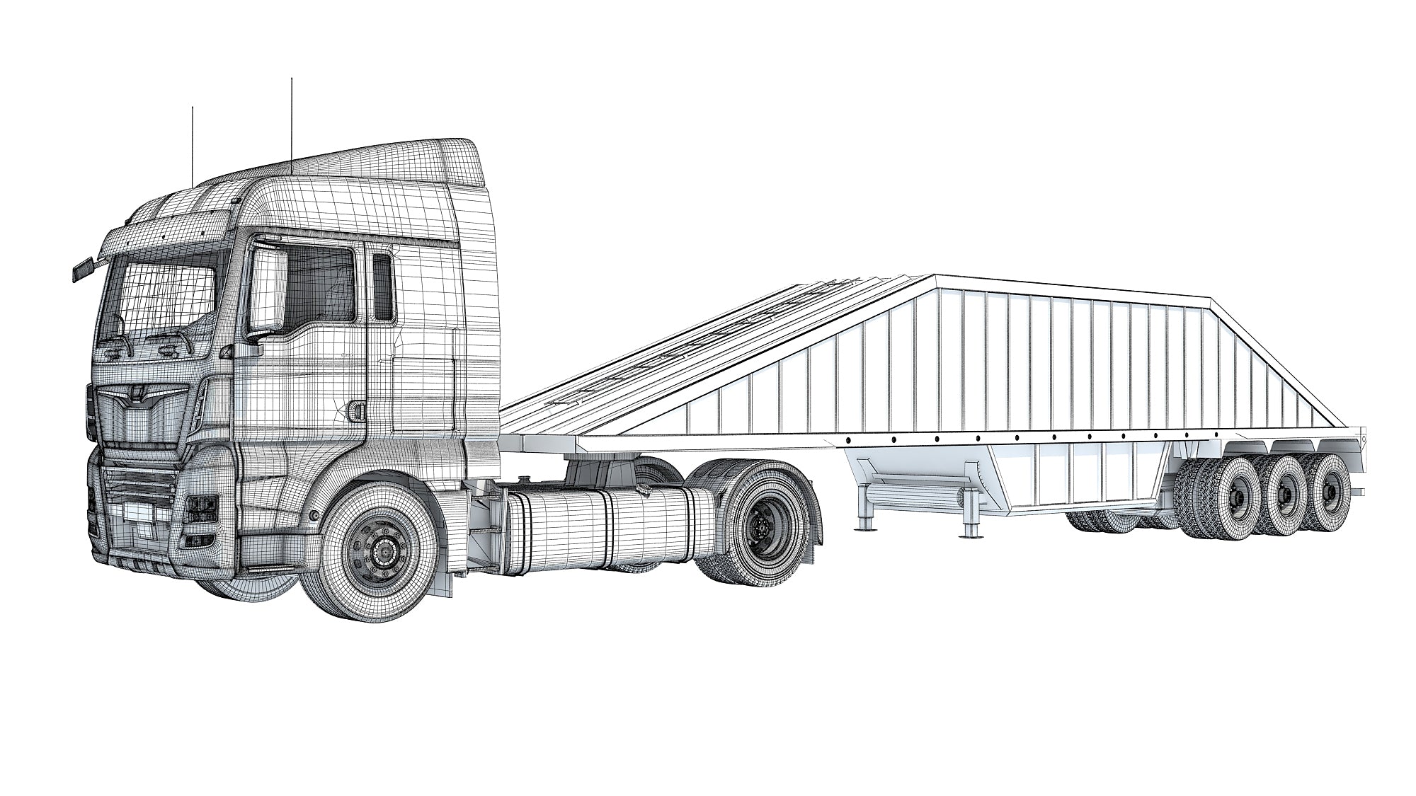 Truck with Bottom Dump Trailer