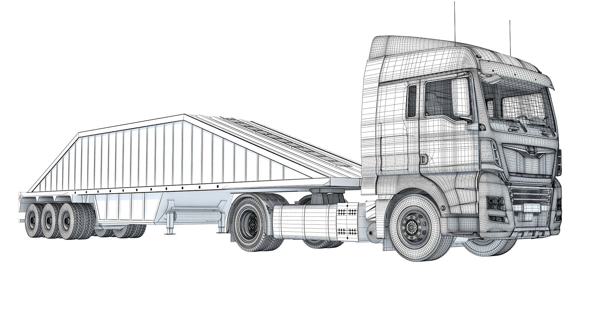 Truck with Bottom Dump Trailer