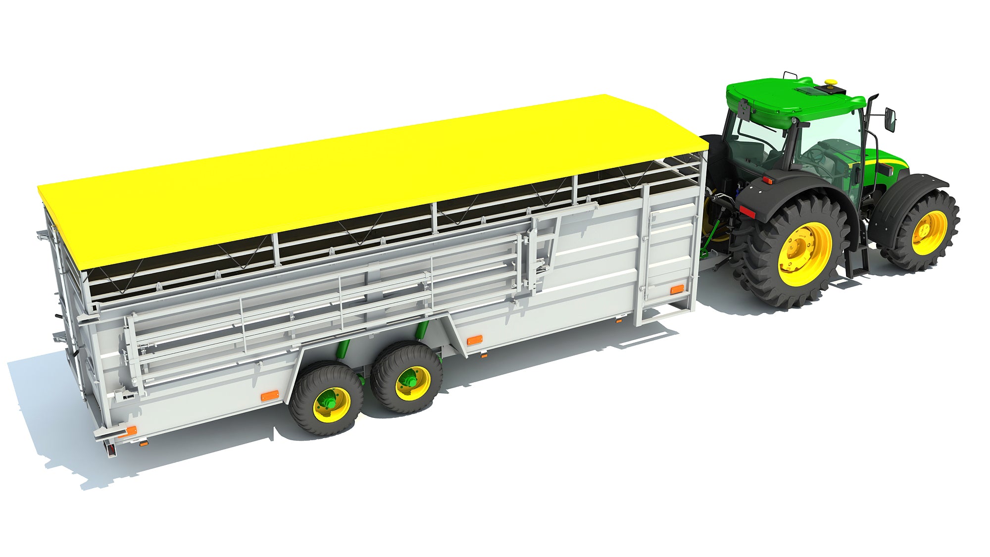 Tractor with Cattle Transporter Trailer