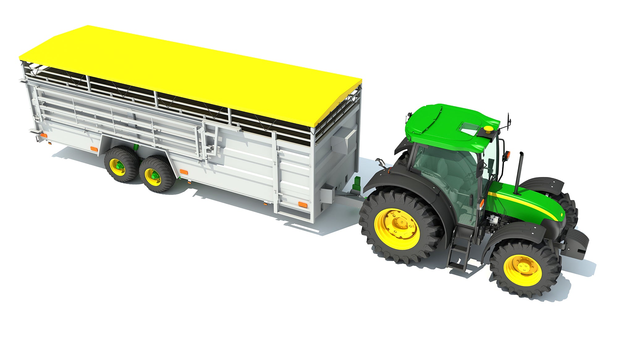 Tractor with Cattle Transporter Trailer