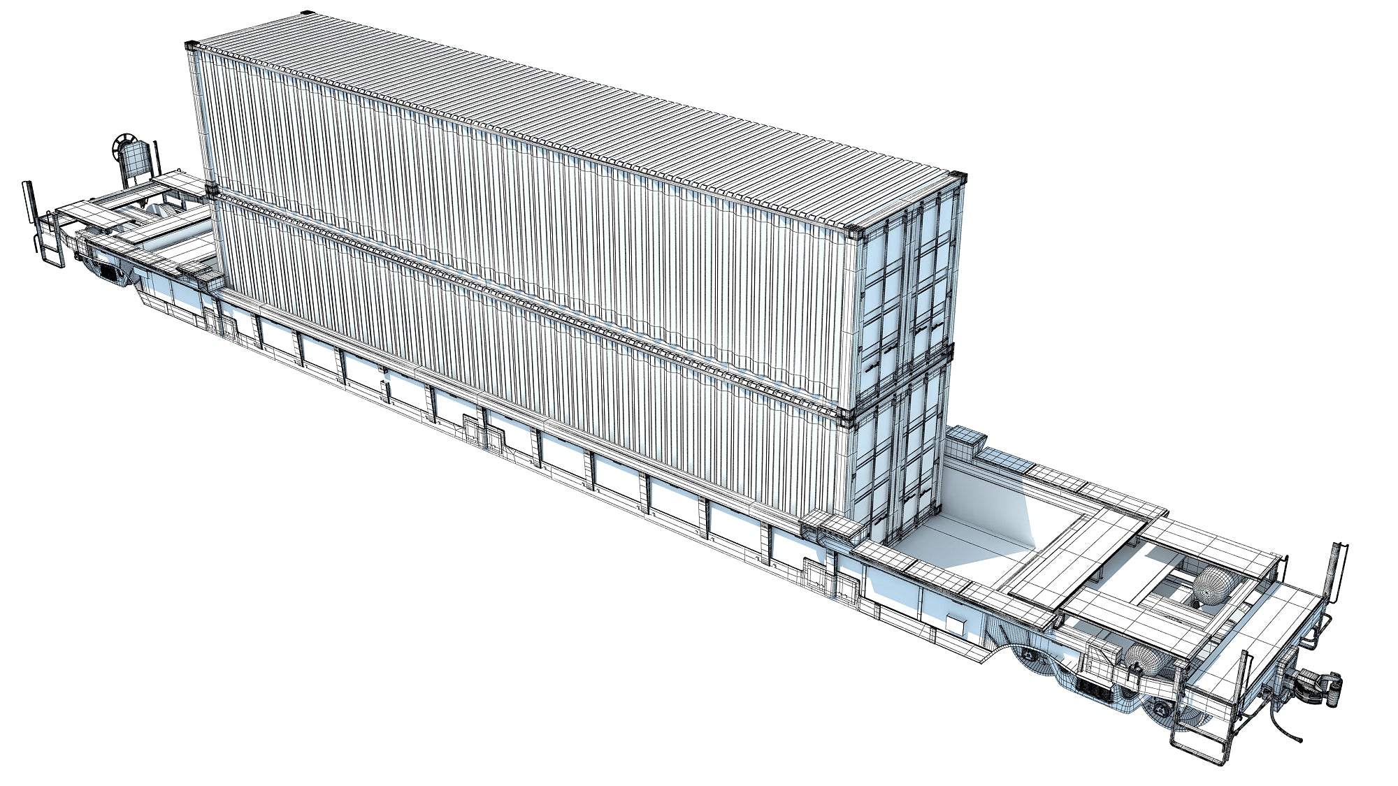 3D Models Double Stack Container Railcar – 3D Horse
