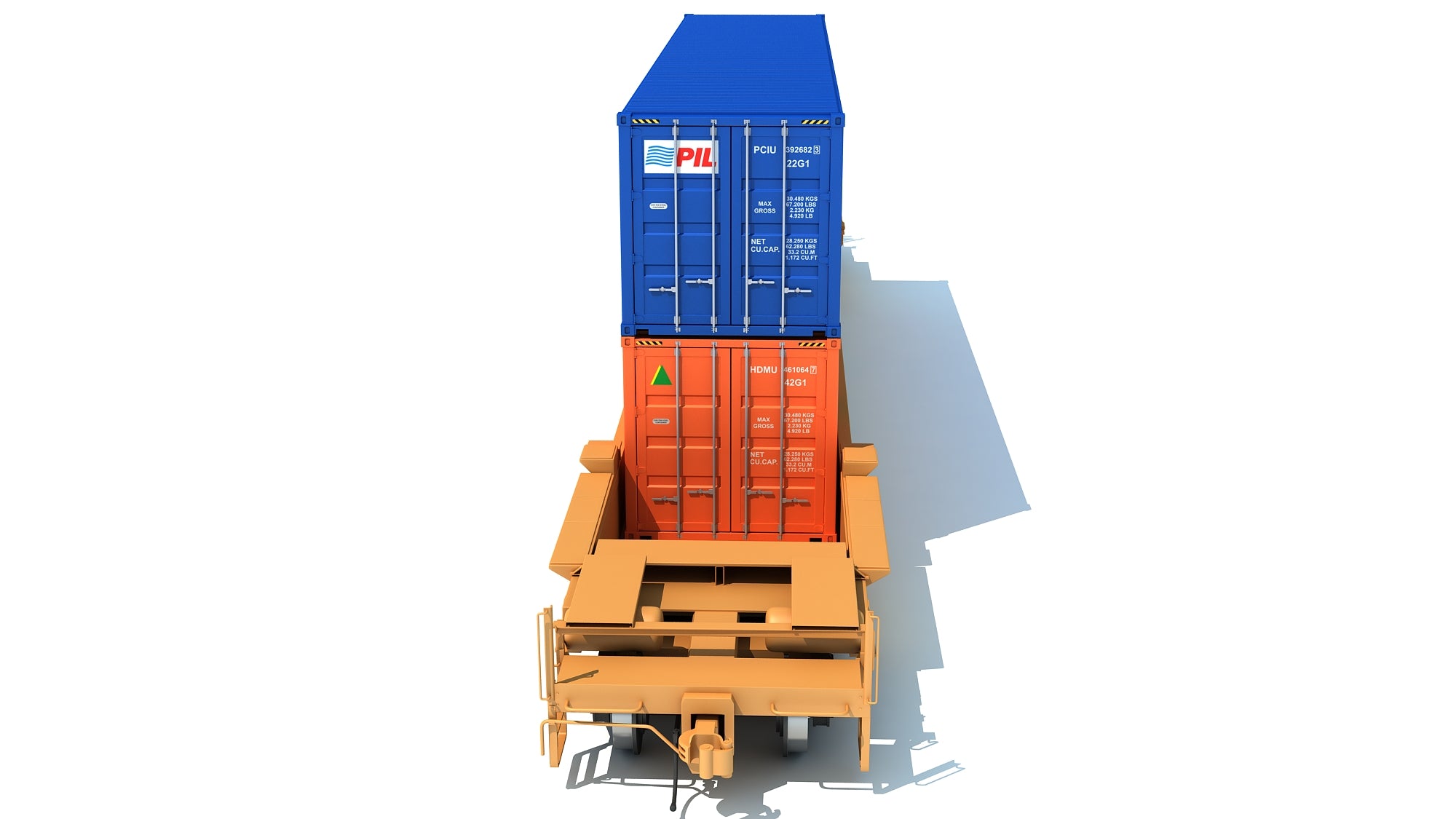Double Stack Container Straps 3D Models Double Stack Container Railcar – 3D Horse