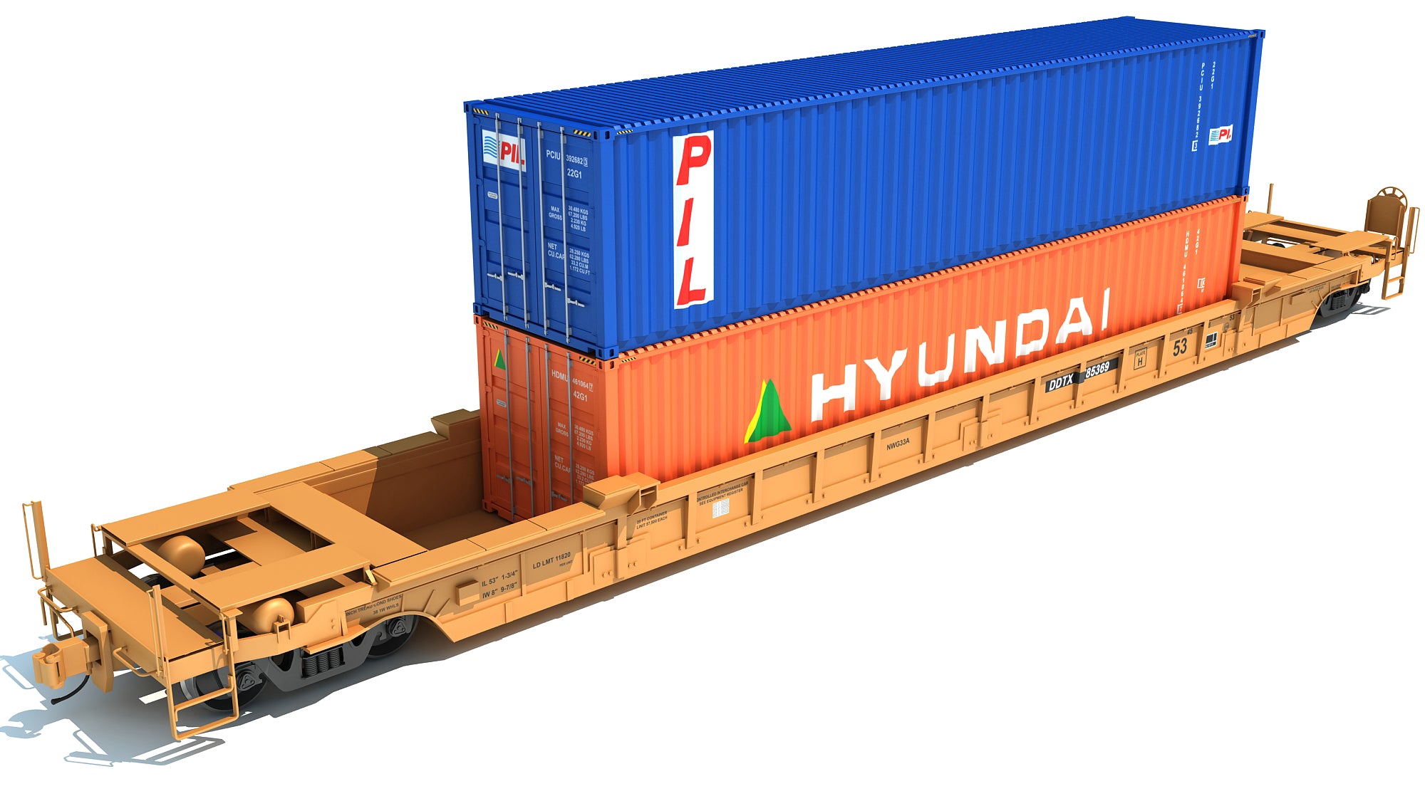 3D Models Double Stack Container Railcar – 3D Horse