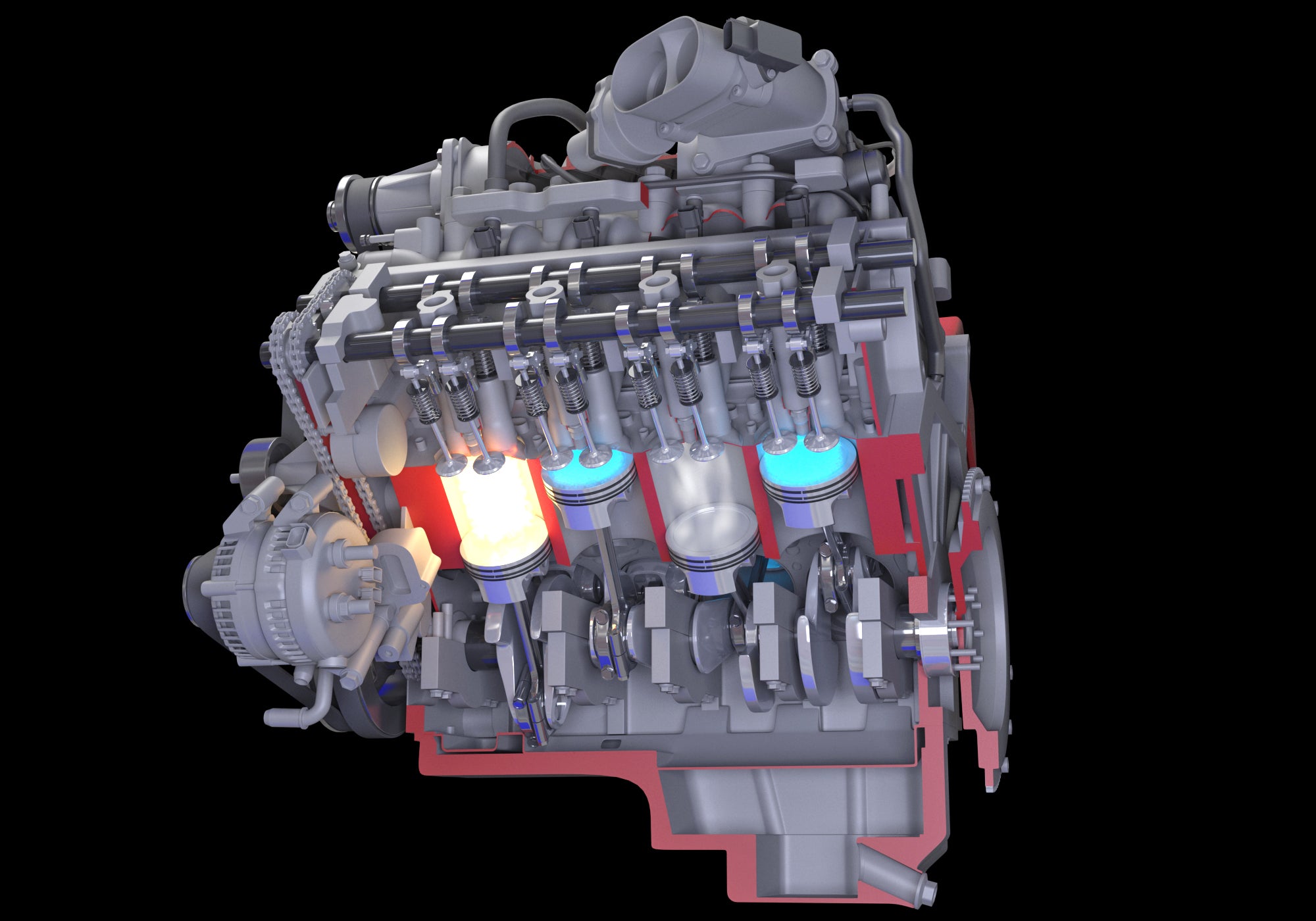V8 Engine Animation V8 Engine Working Animated 3D Model $250 .ma