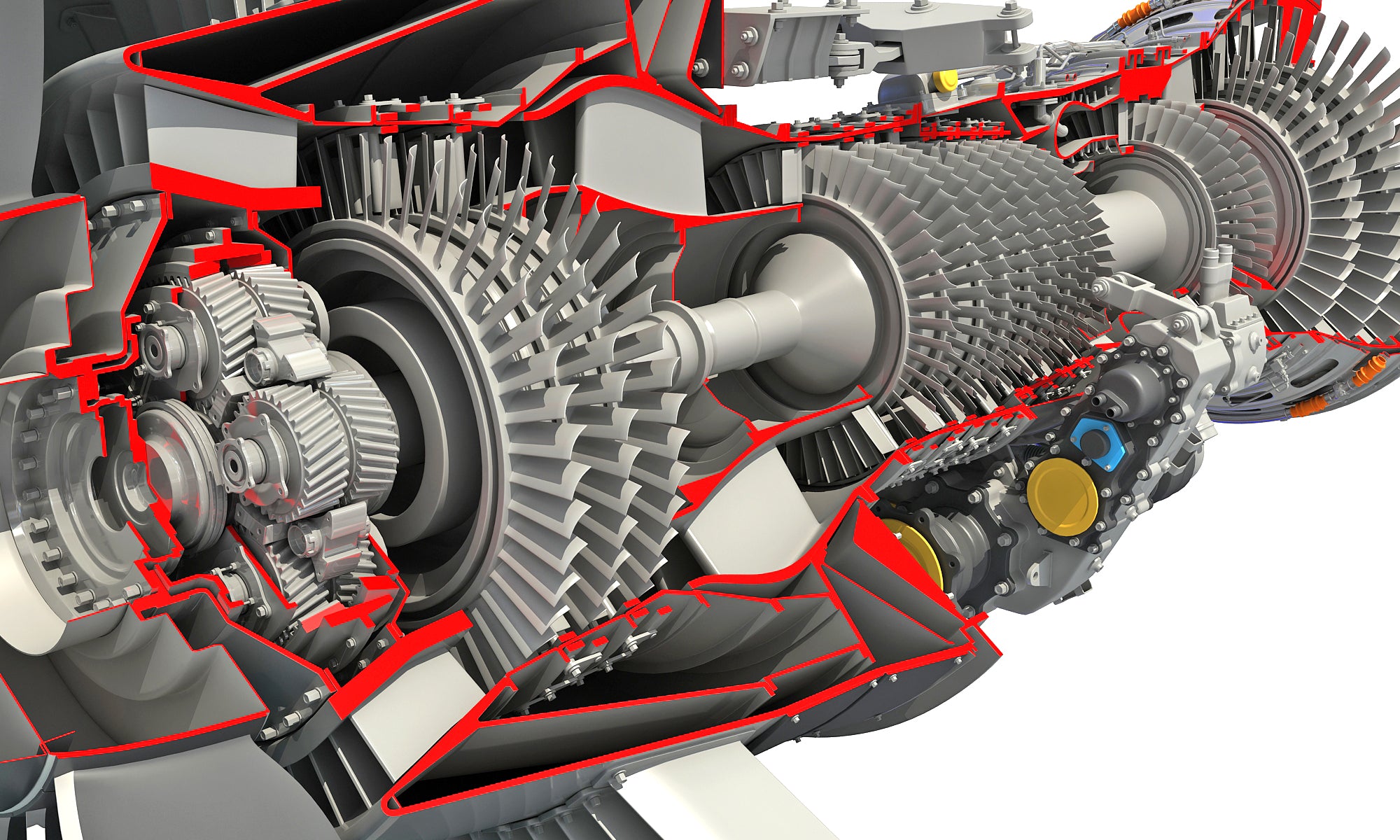 Full and Cutaway GTF Turbofan Engine