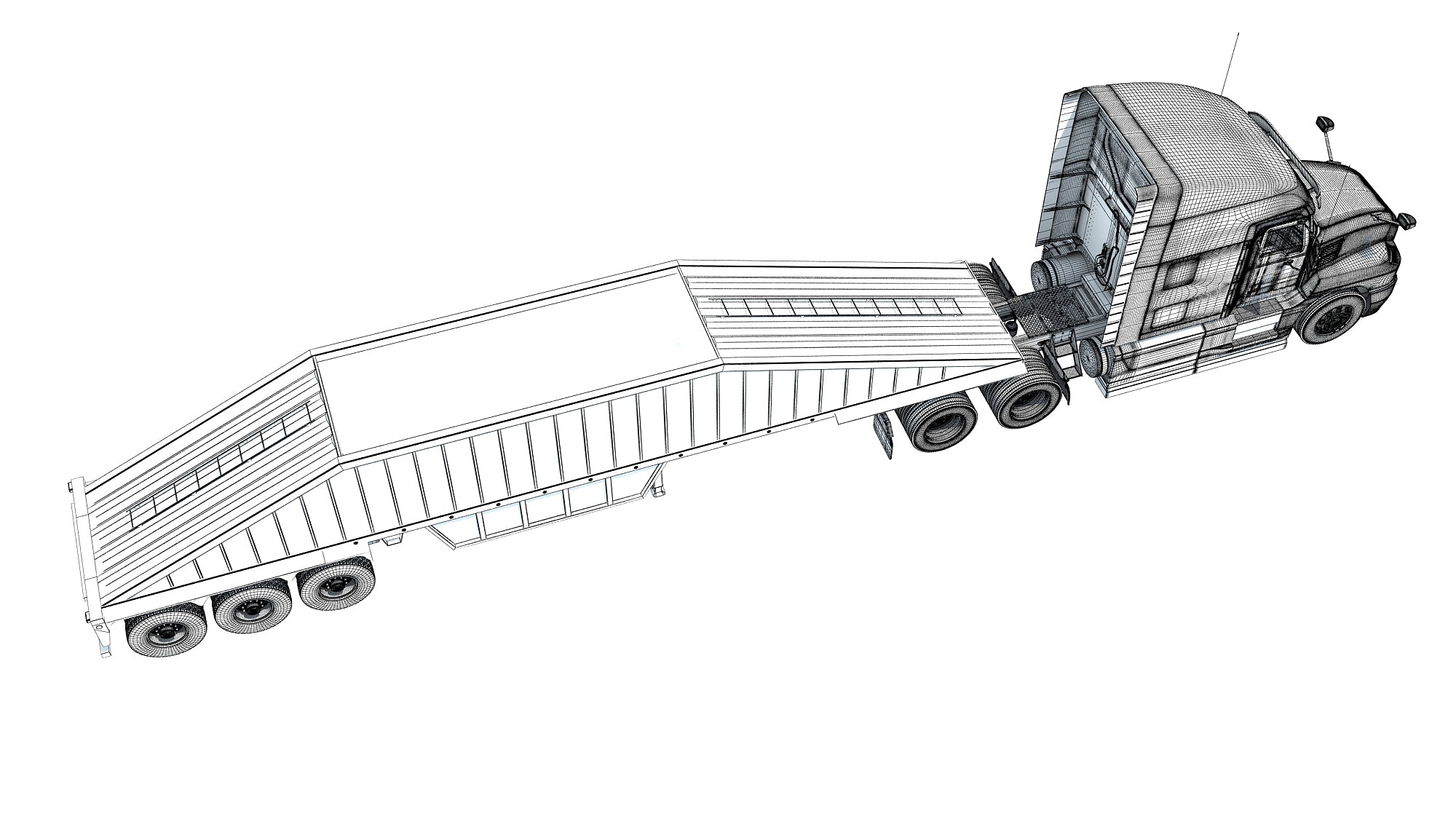 Truck with Bottom Dump Trailer
